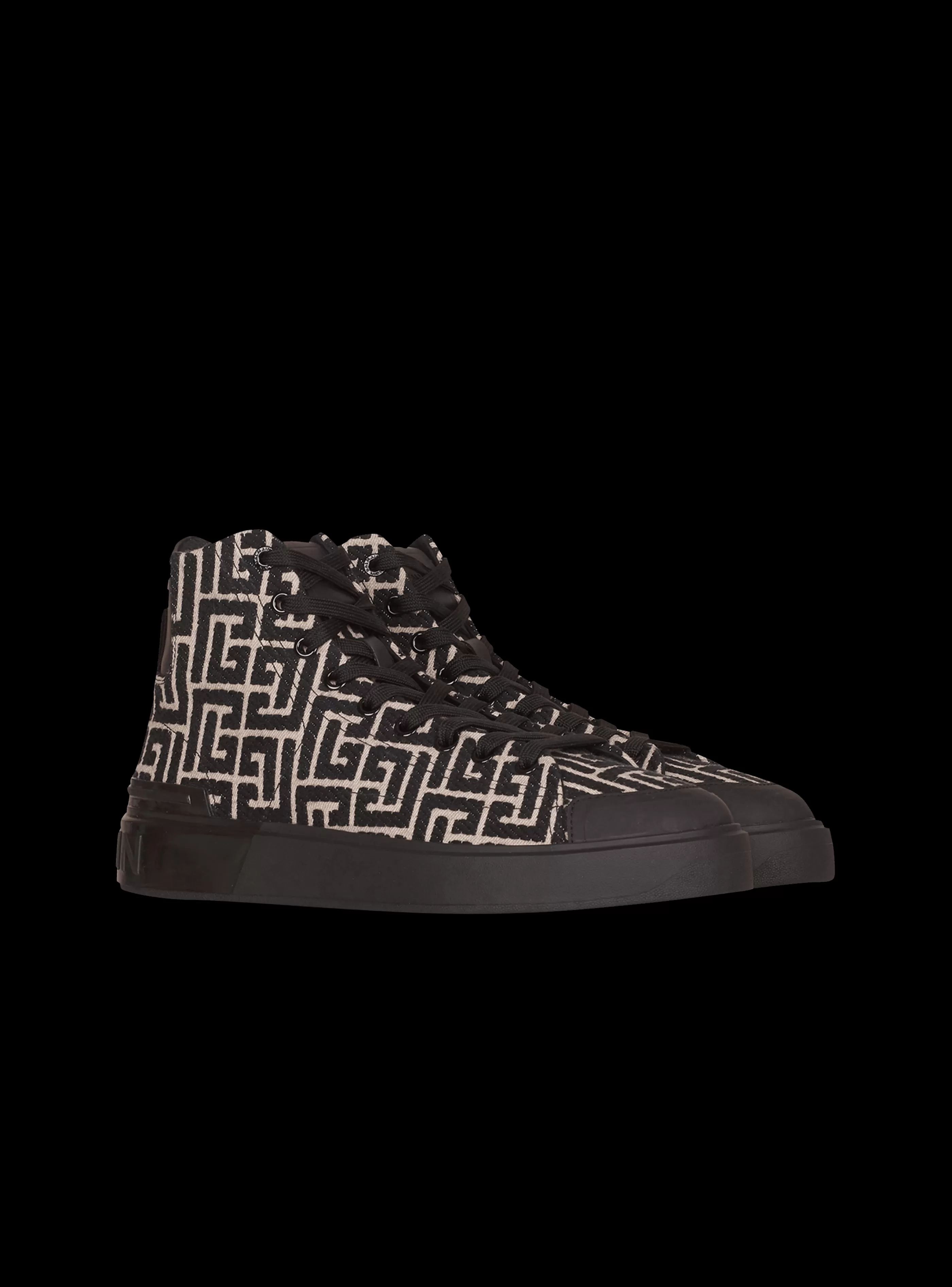 Balmain B-Court-Monogram Jacquard B-Court High-top Sneakers black
