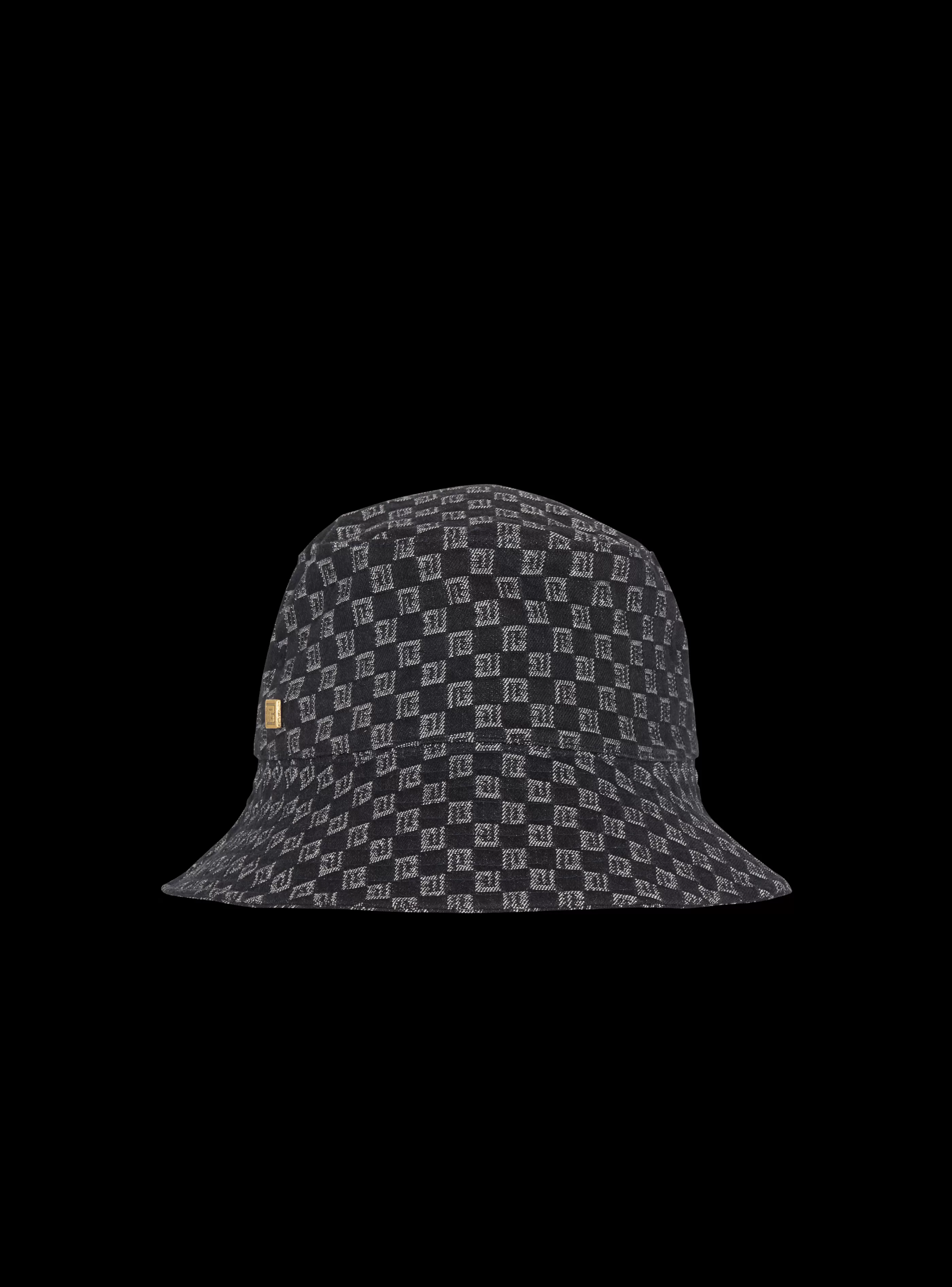 Balmain Cappelli-Monogram Jacquard Denim Bucket Hat black
