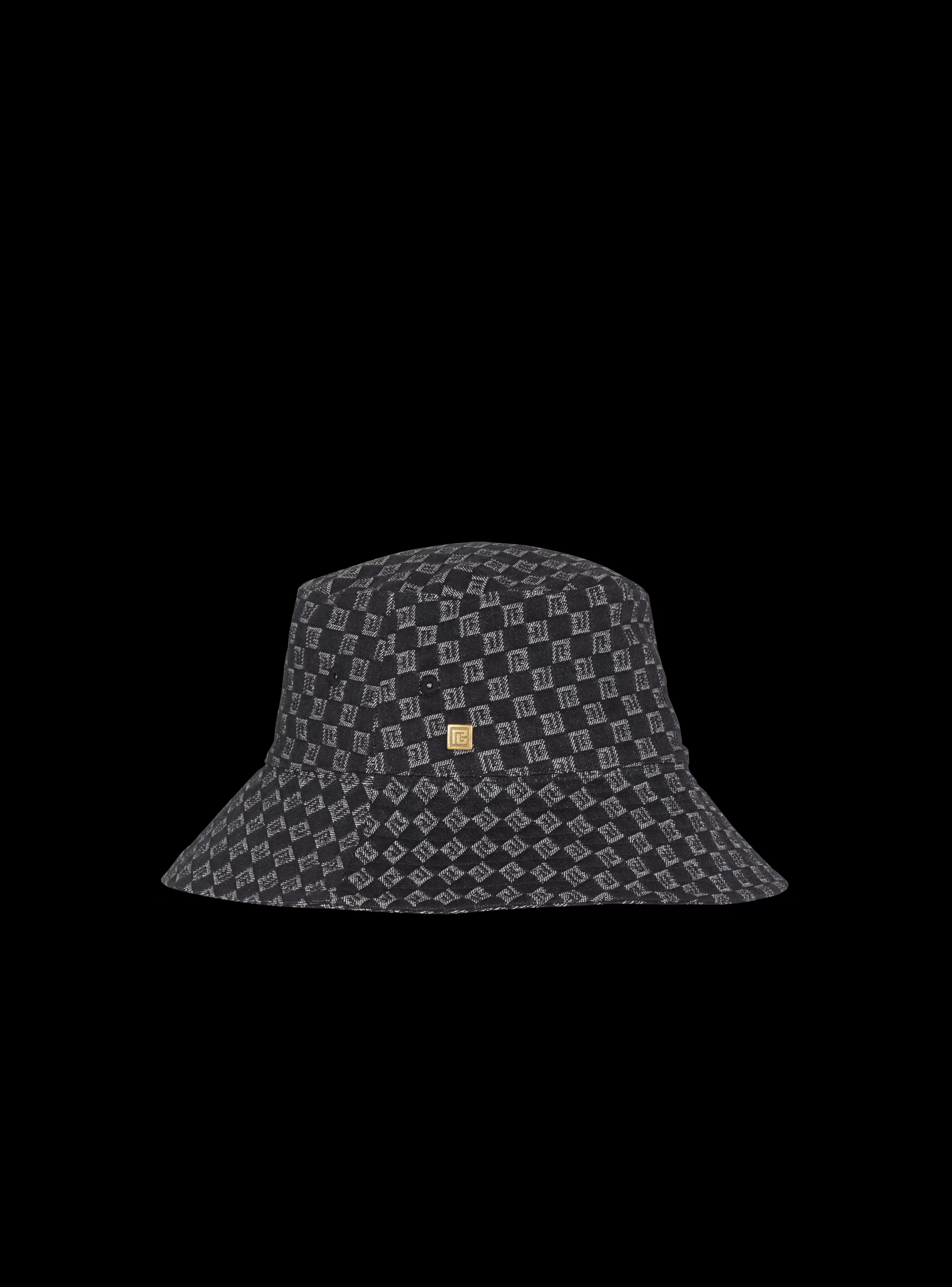 Balmain Cappelli-Monogram Jacquard Denim Bucket Hat black