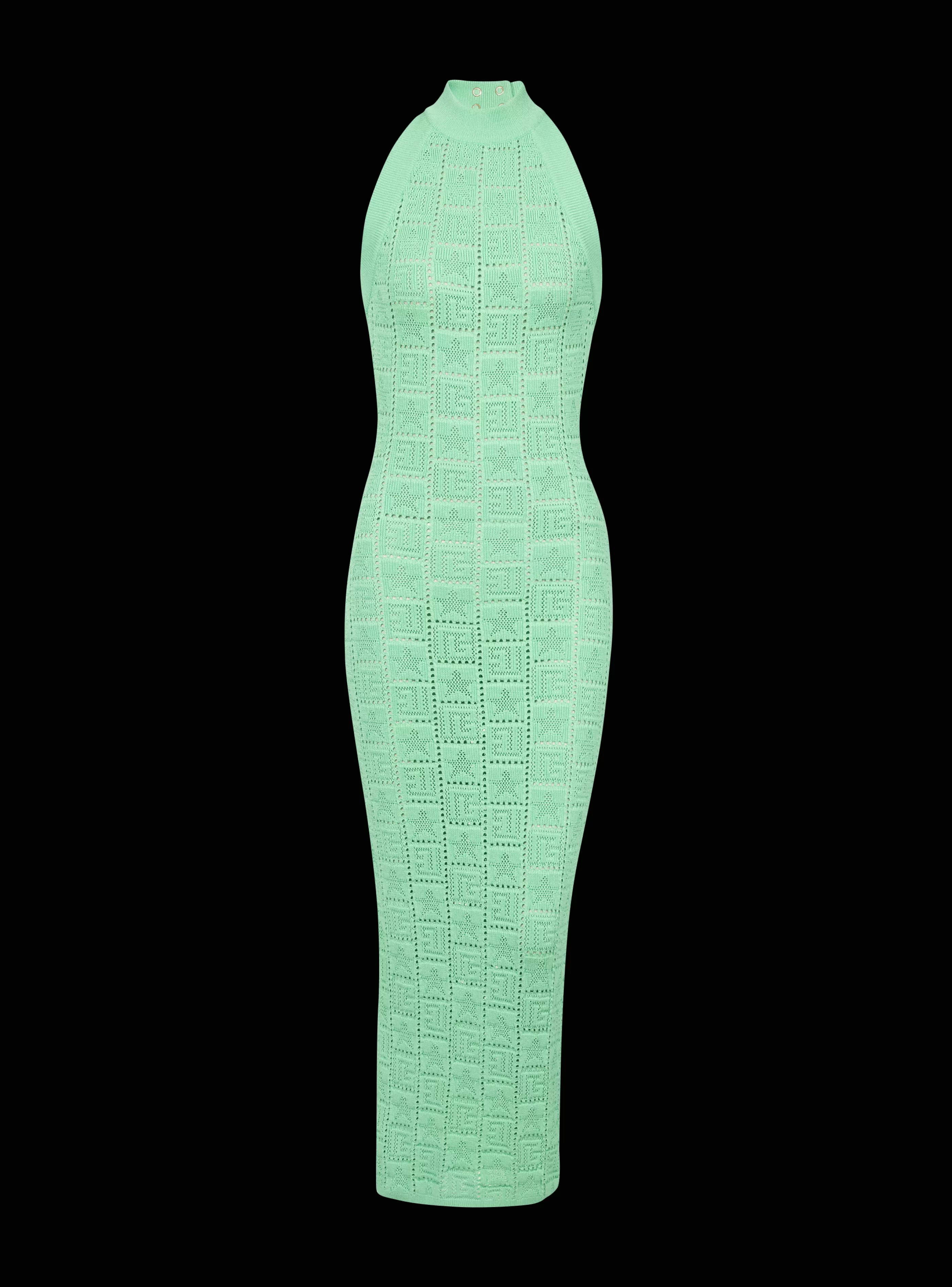 Balmain Maglieria | Abiti-Monogram Knit Backless Dress green