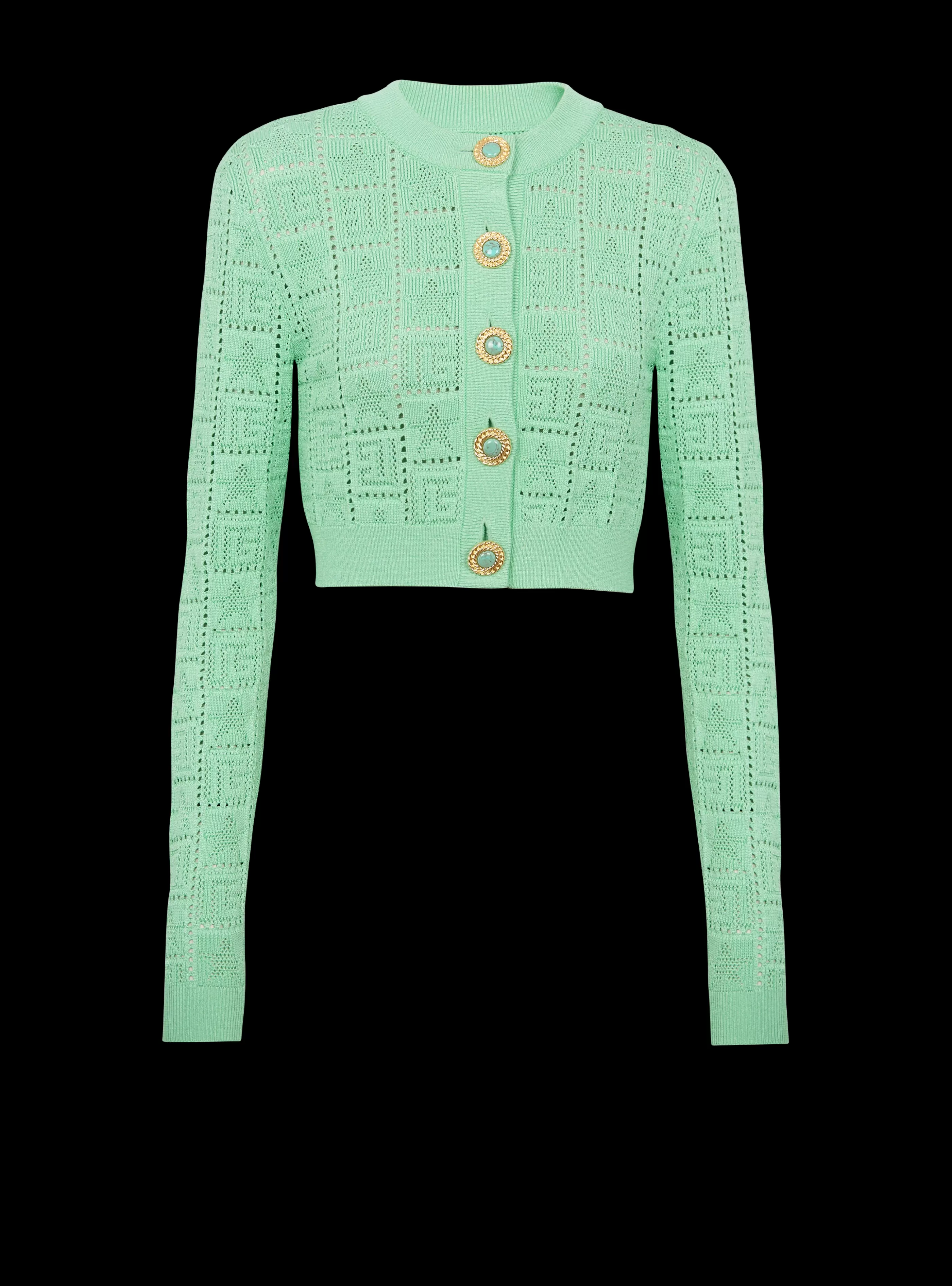 Balmain Maglieria-Monogram Knit Cardigan green