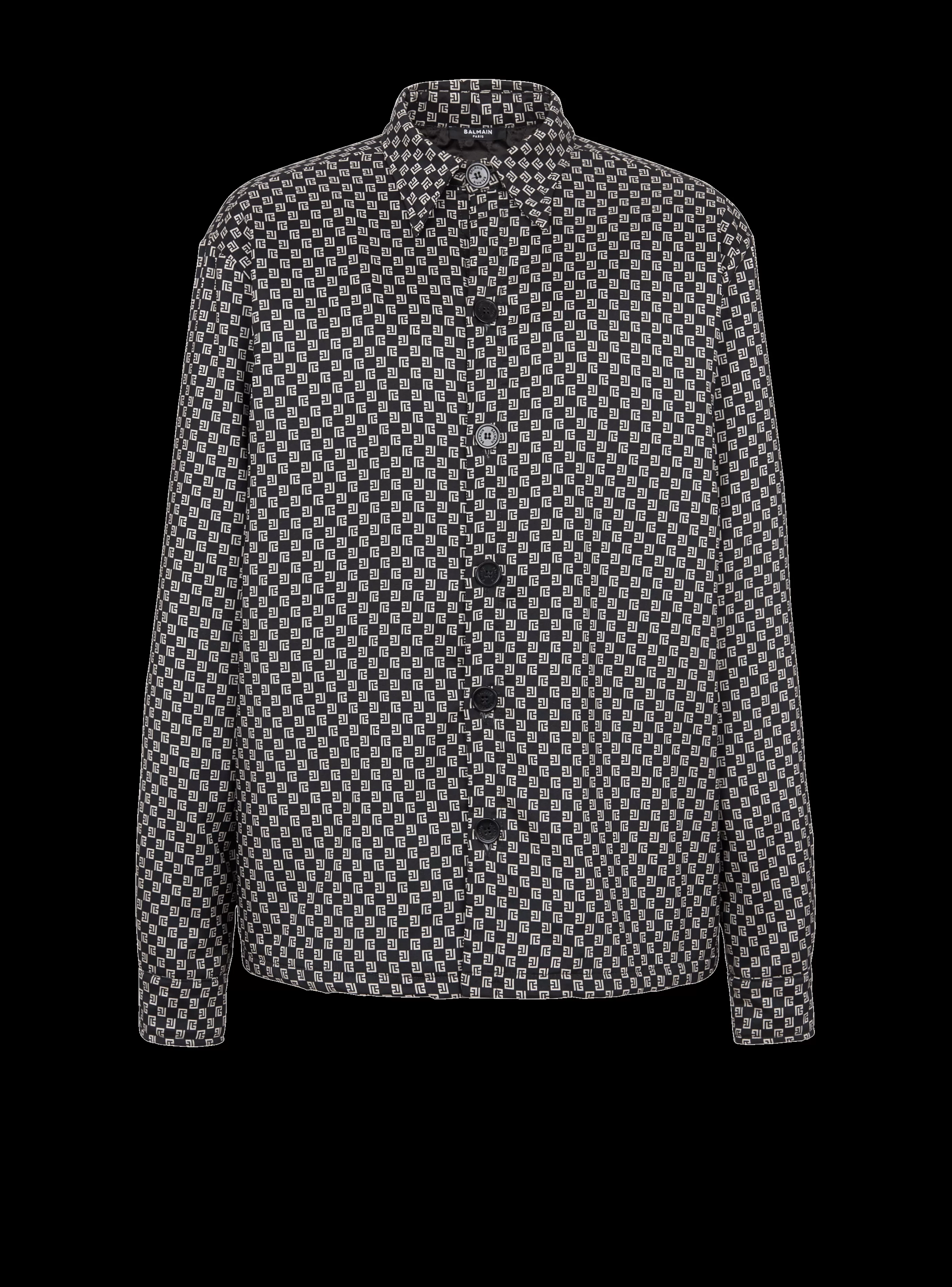 Balmain Camicie E Polo-Monogram Nylon Overshirt black