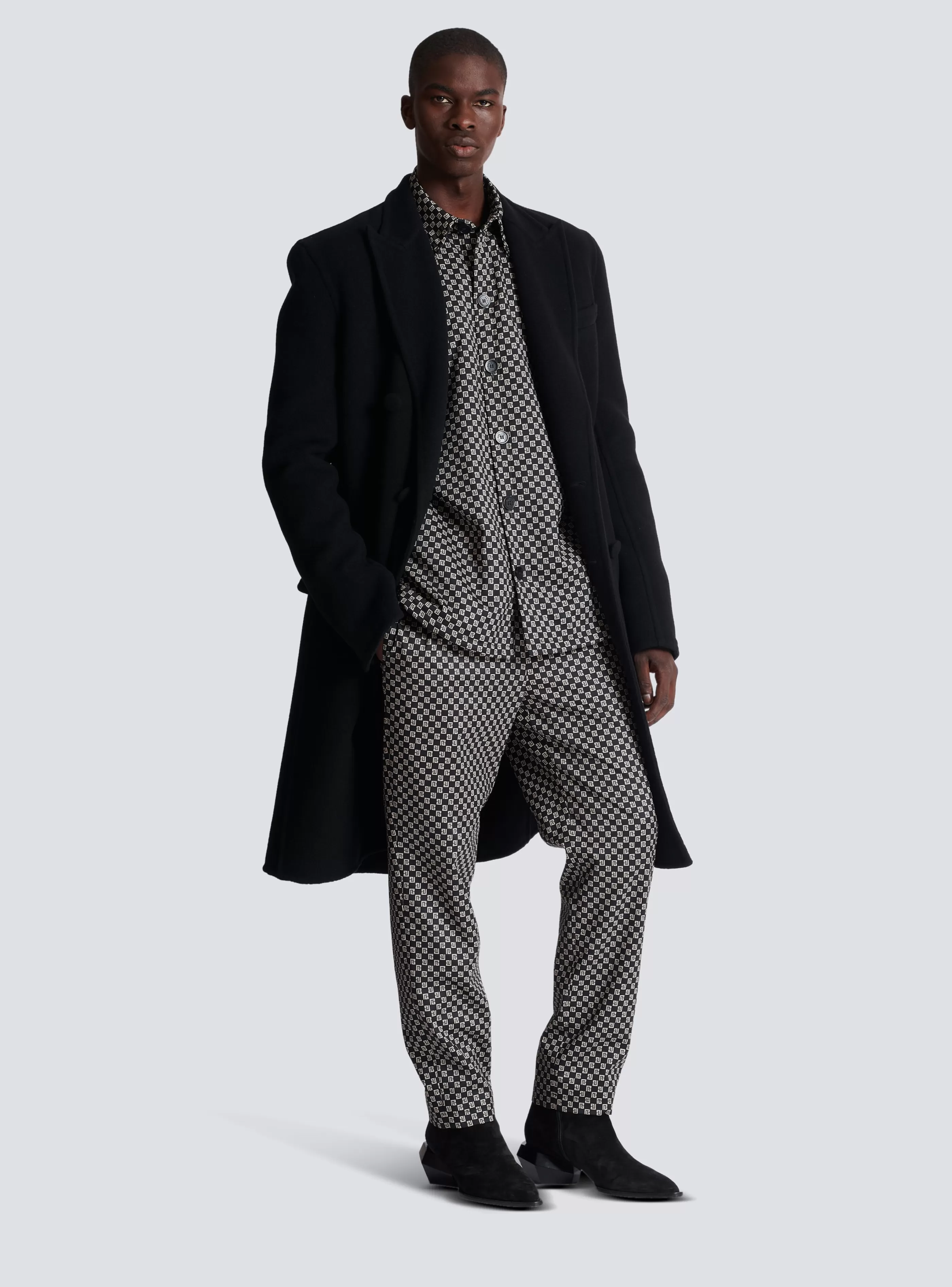 Balmain Camicie E Polo-Monogram Nylon Overshirt black