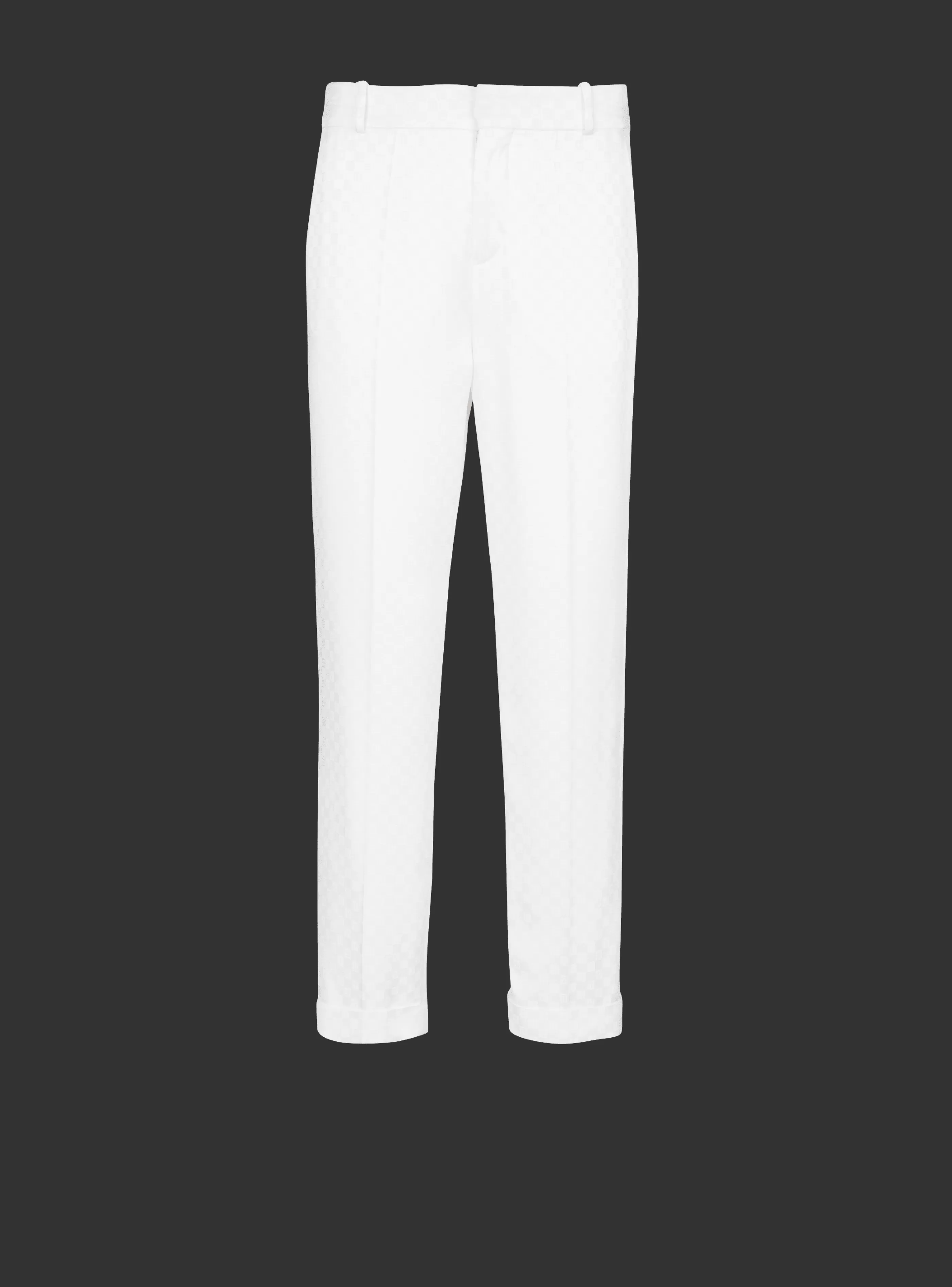 Balmain Pantaloni E Pantaloncini-Monogram Satin Trousers white