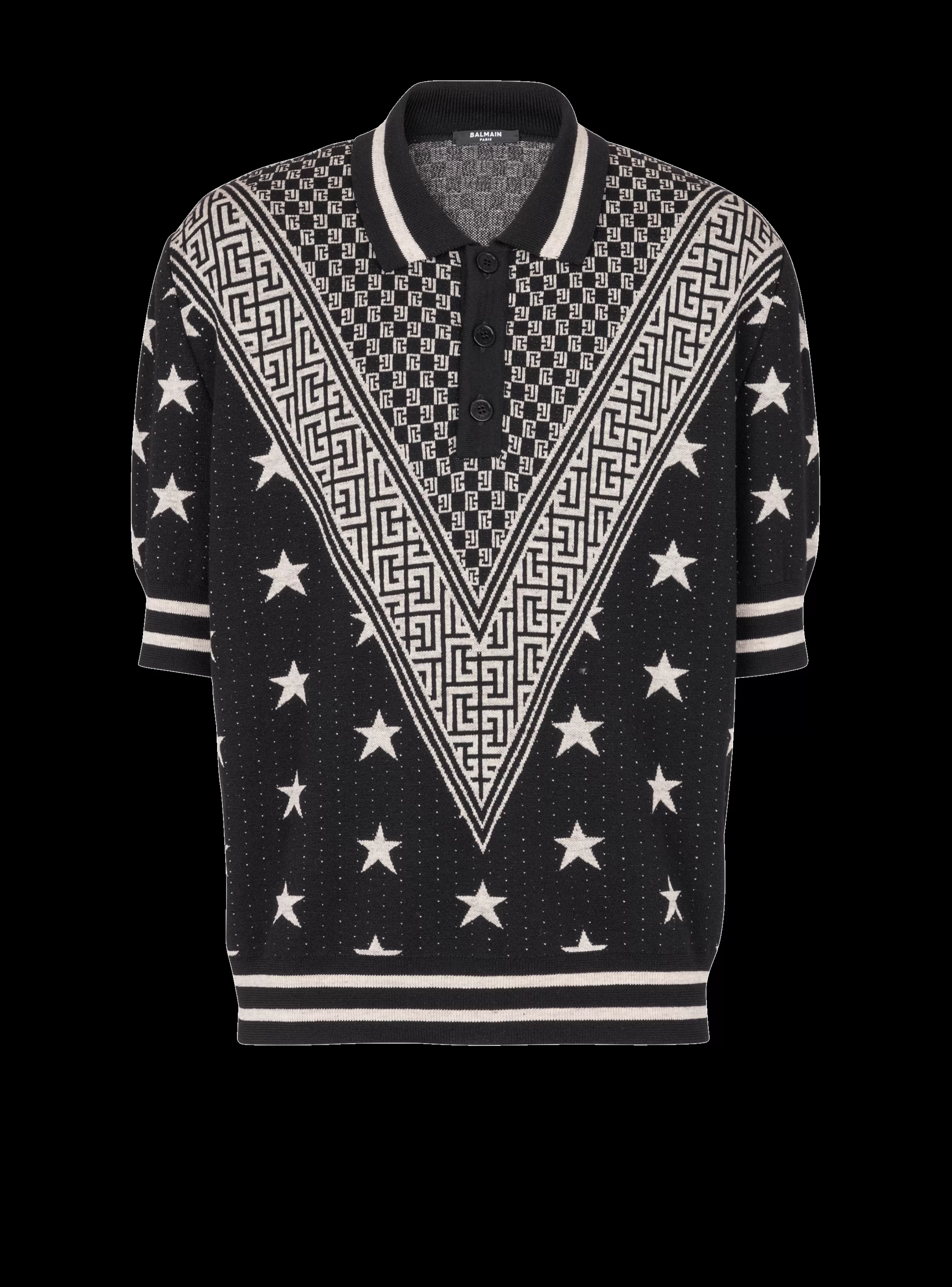 Balmain Camicie E Polo-Monogram Stars Polo Shirt black