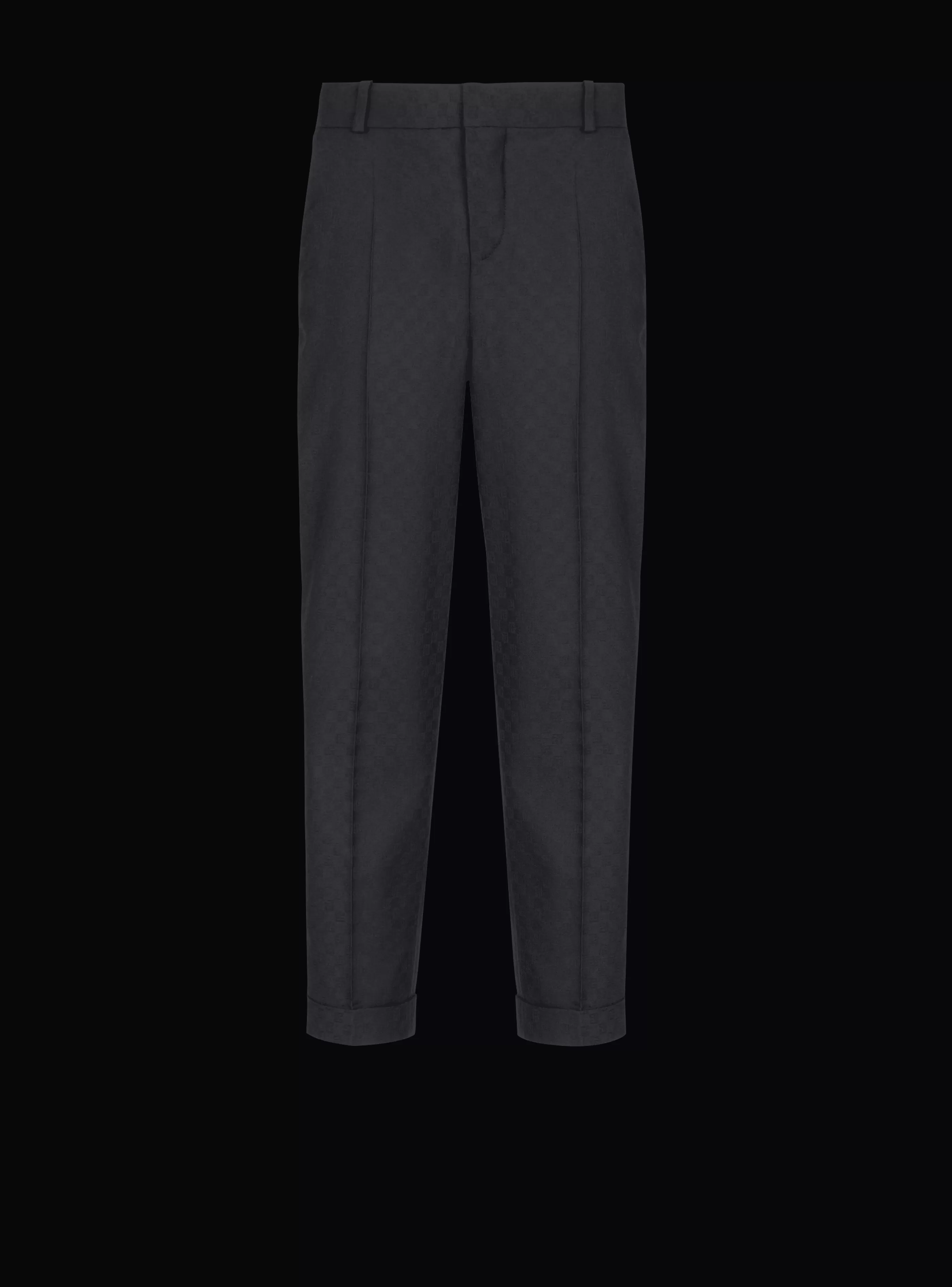 Balmain Pantaloni E Pantaloncini-Monogram Wool Trousers black