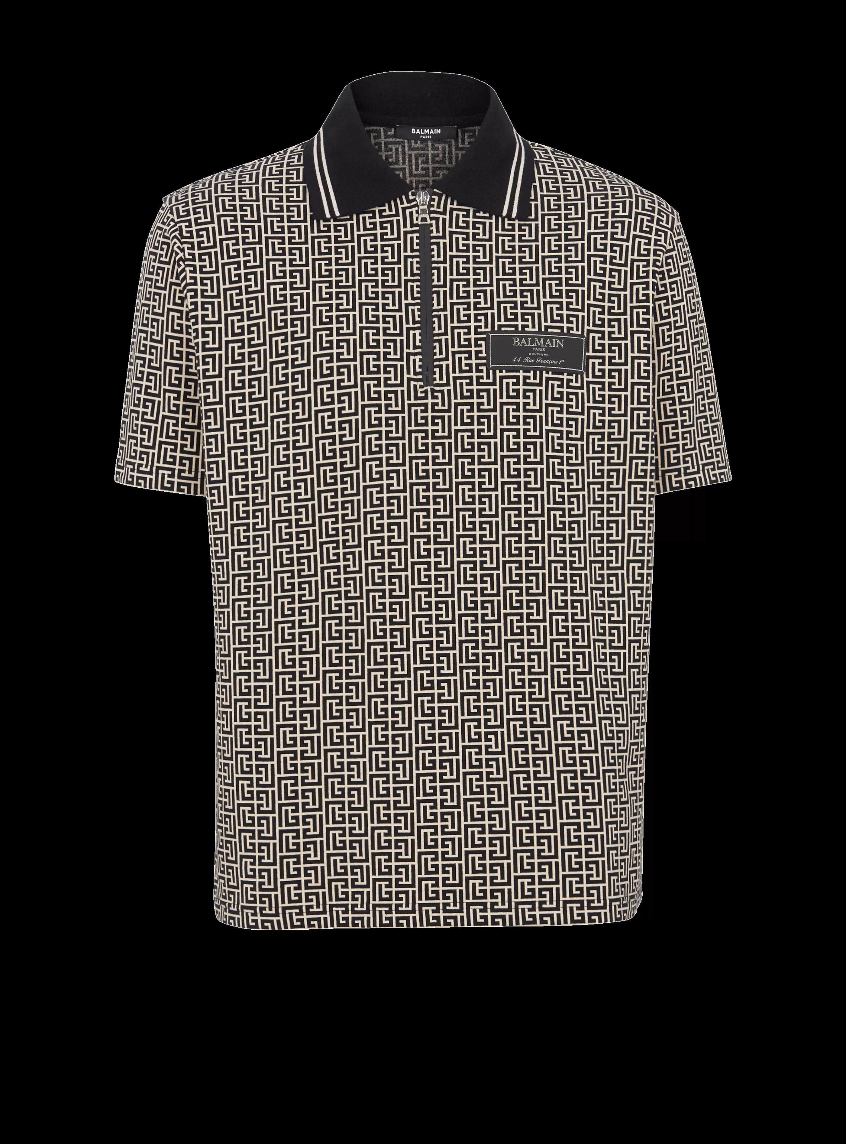 Balmain Camicie E Polo-Monogram Zip Polo Shirt black
