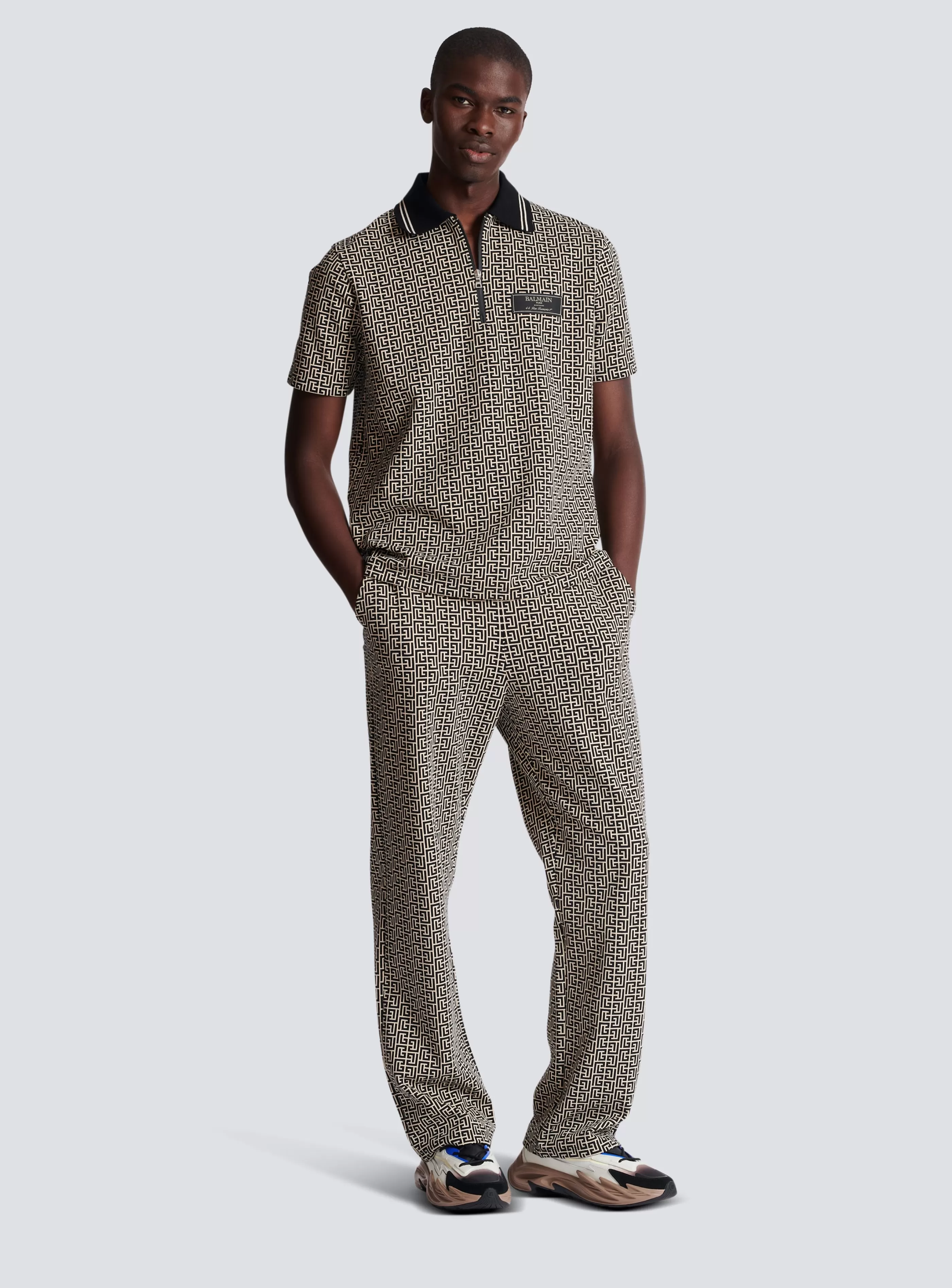 Balmain Camicie E Polo-Monogram Zip Polo Shirt black