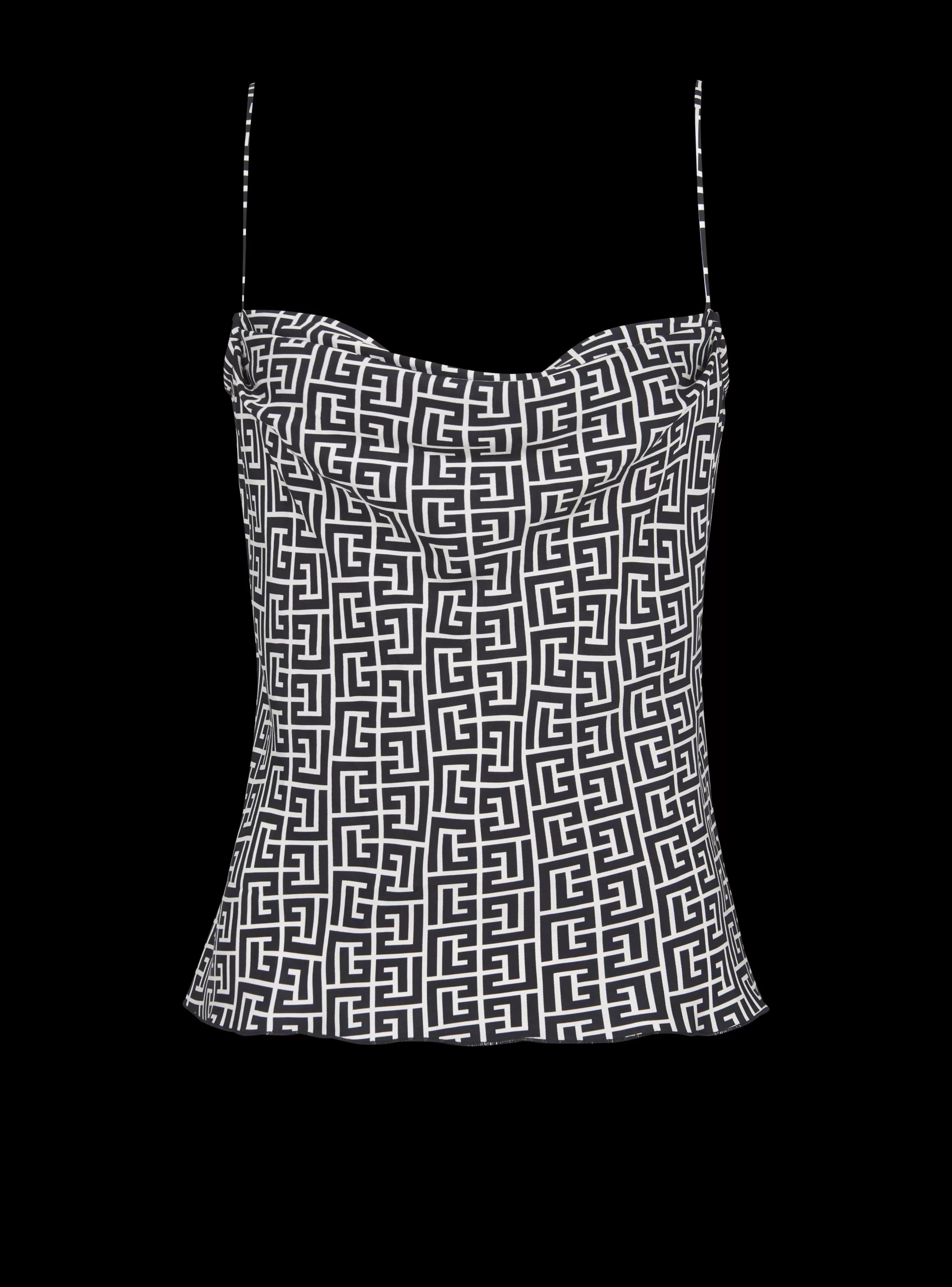 Balmain Top E Camicie-Monogrammed Cami Top black