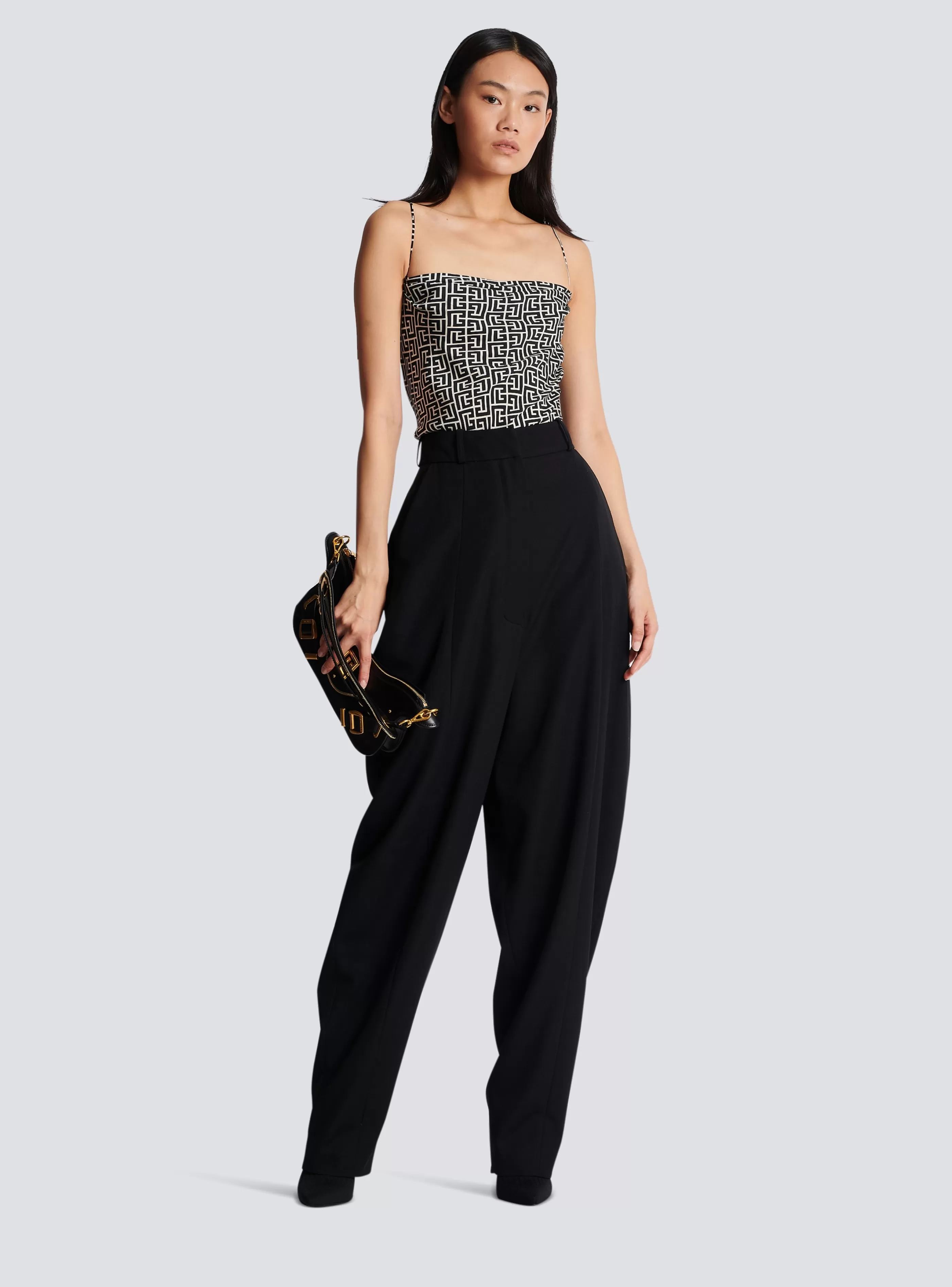 Balmain Top E Camicie-Monogrammed Cami Top black