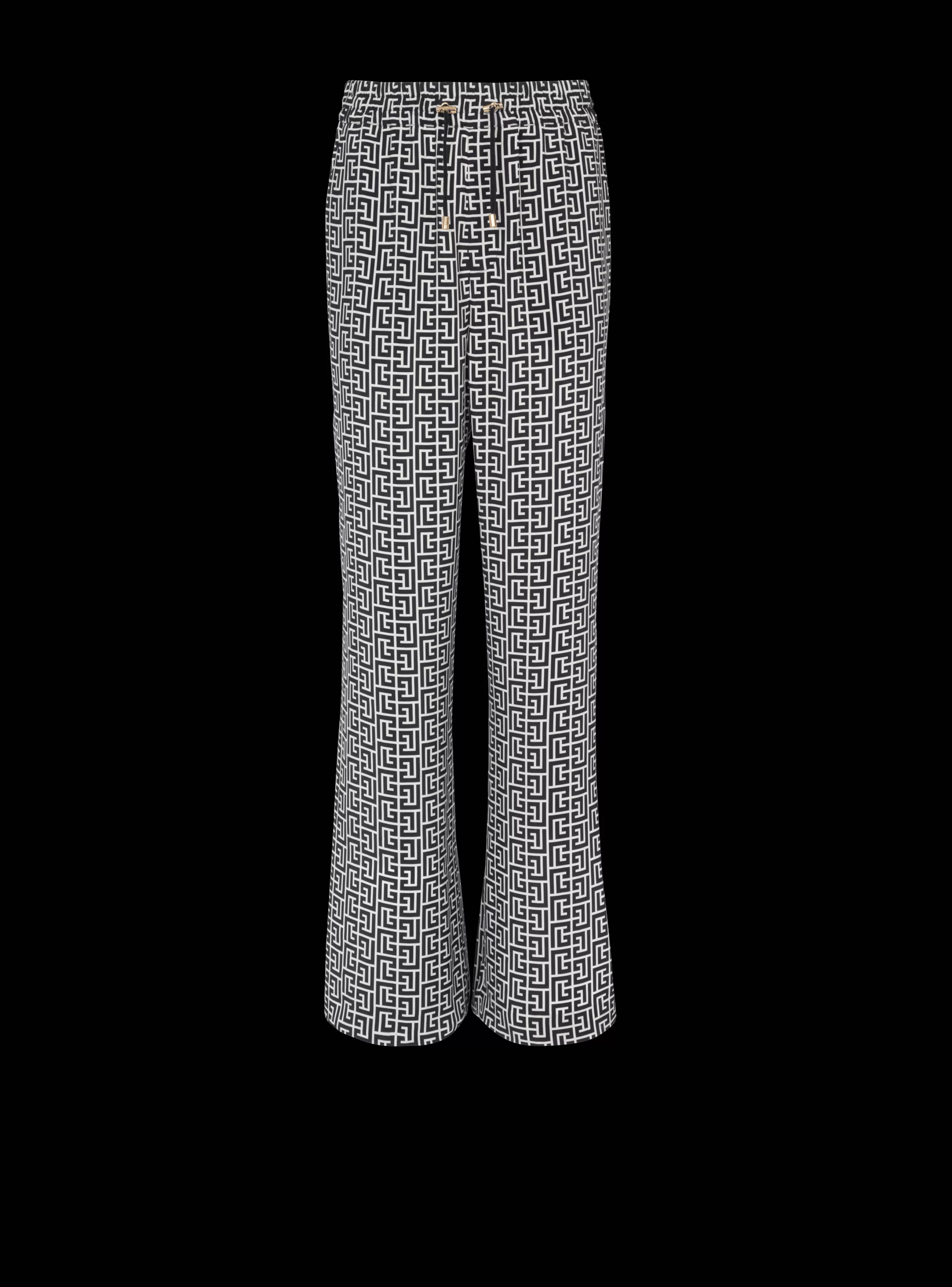 Balmain Pantaloni E Pantaloncini-Monogrammed Flowing Trousers black