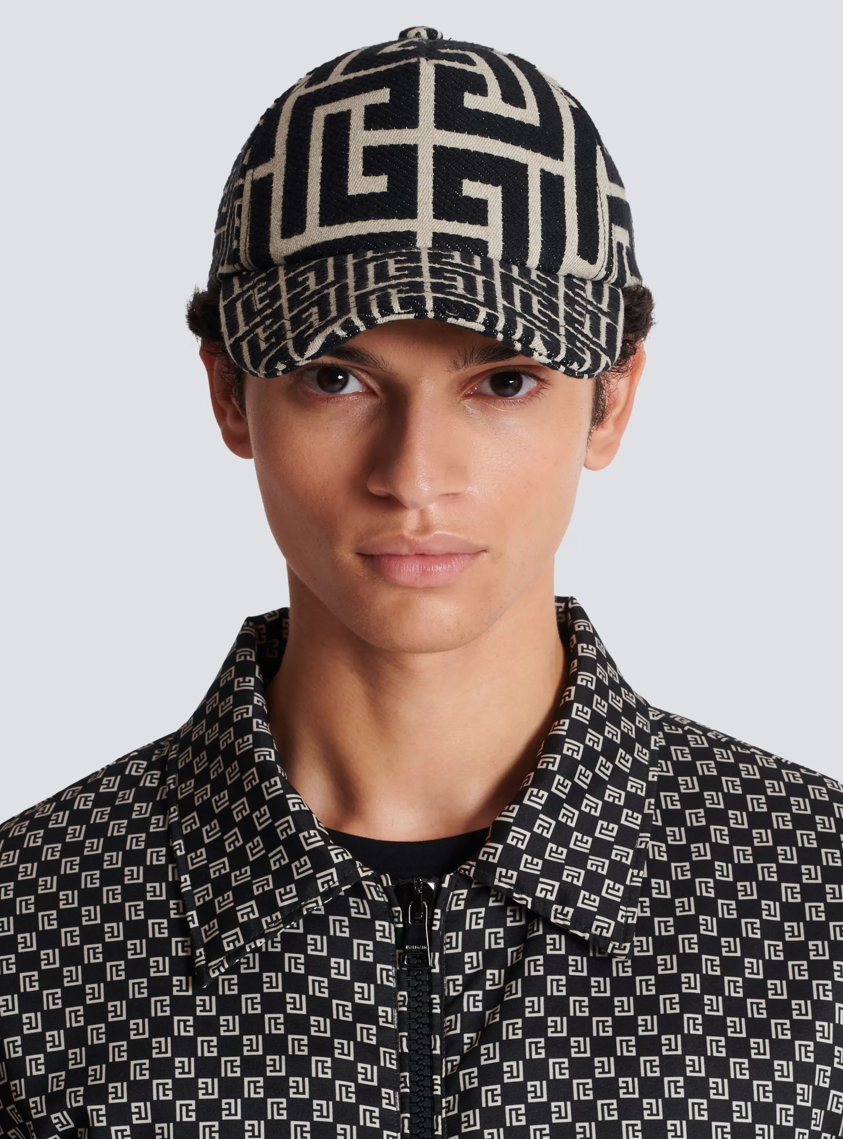 Balmain Cappelli-Monogrammed Jacquard Cap black