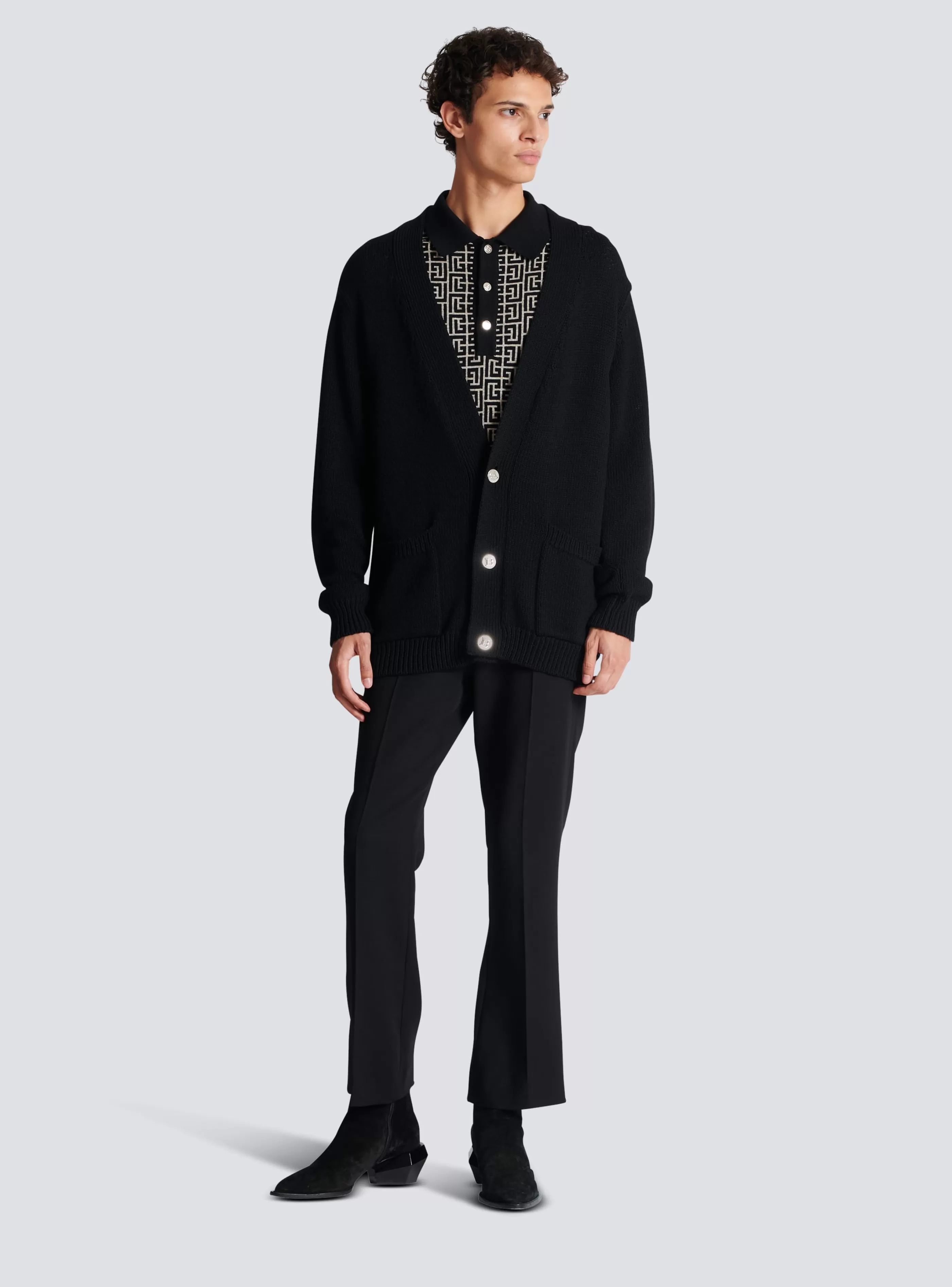 Balmain Camicie E Polo-Monogrammed Polo Shirt black