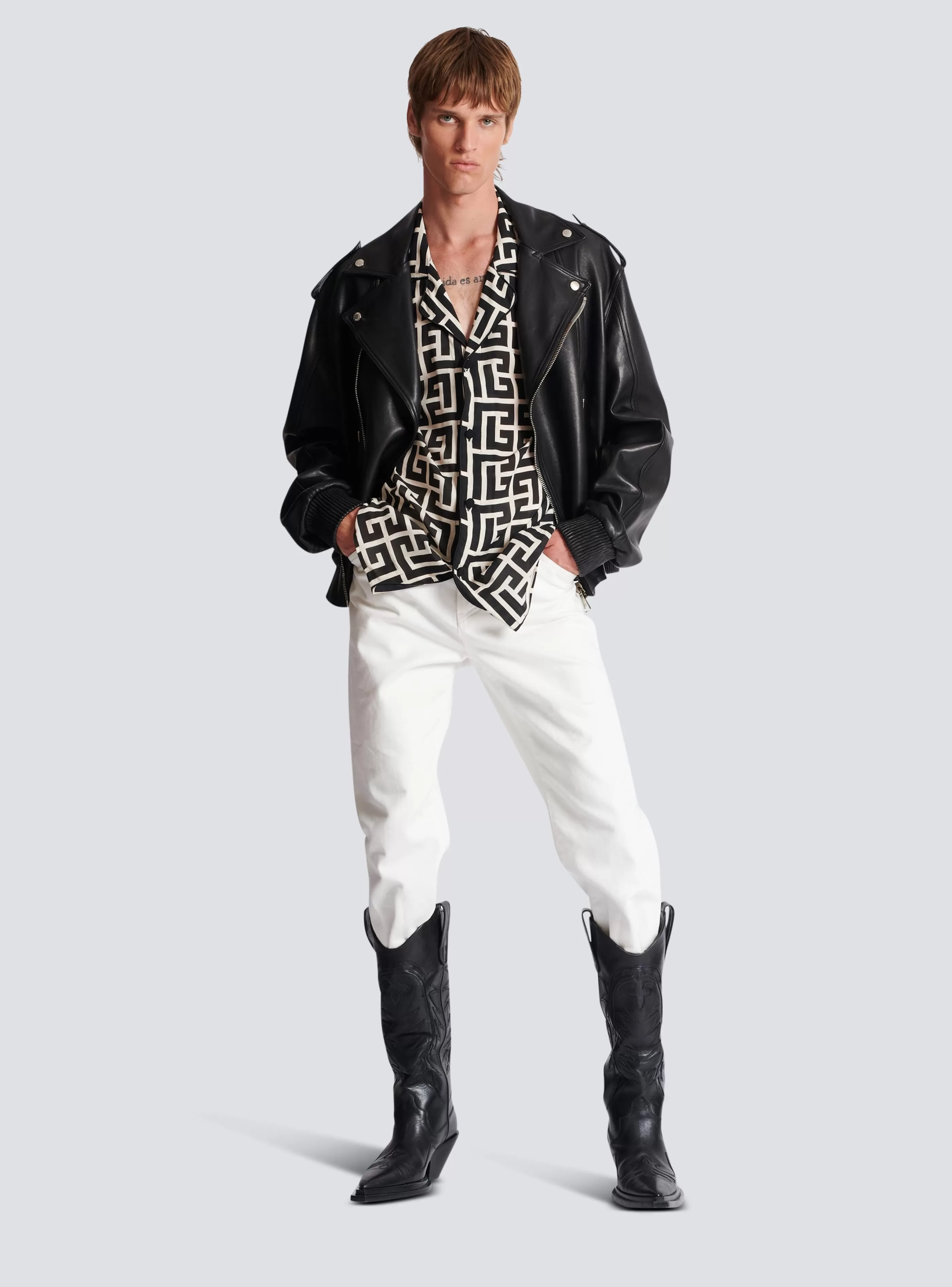 Balmain Camicie E Polo-Monogram-printed Shirt black