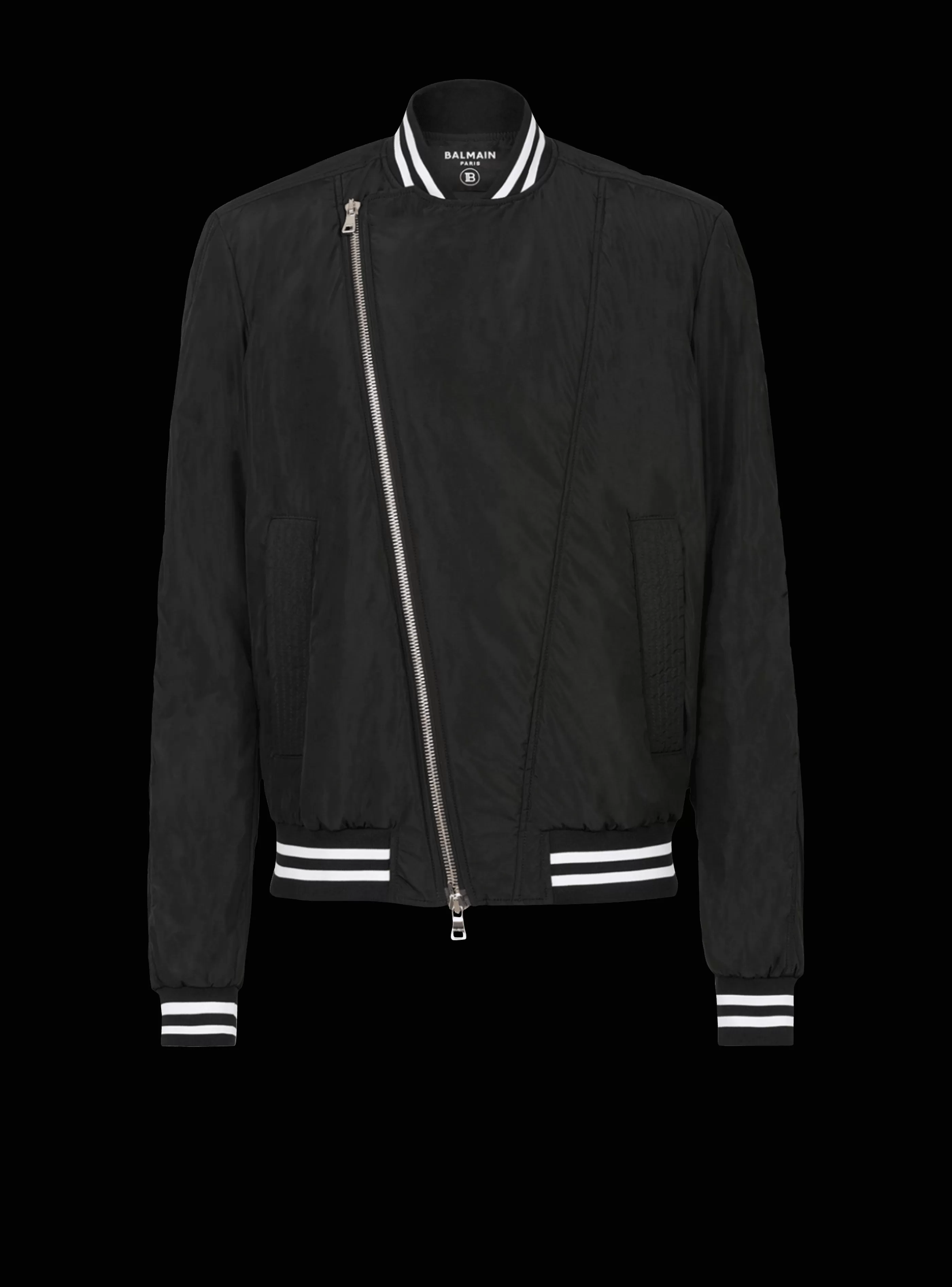Balmain Capispalla-Nylon Bomber Jacket black