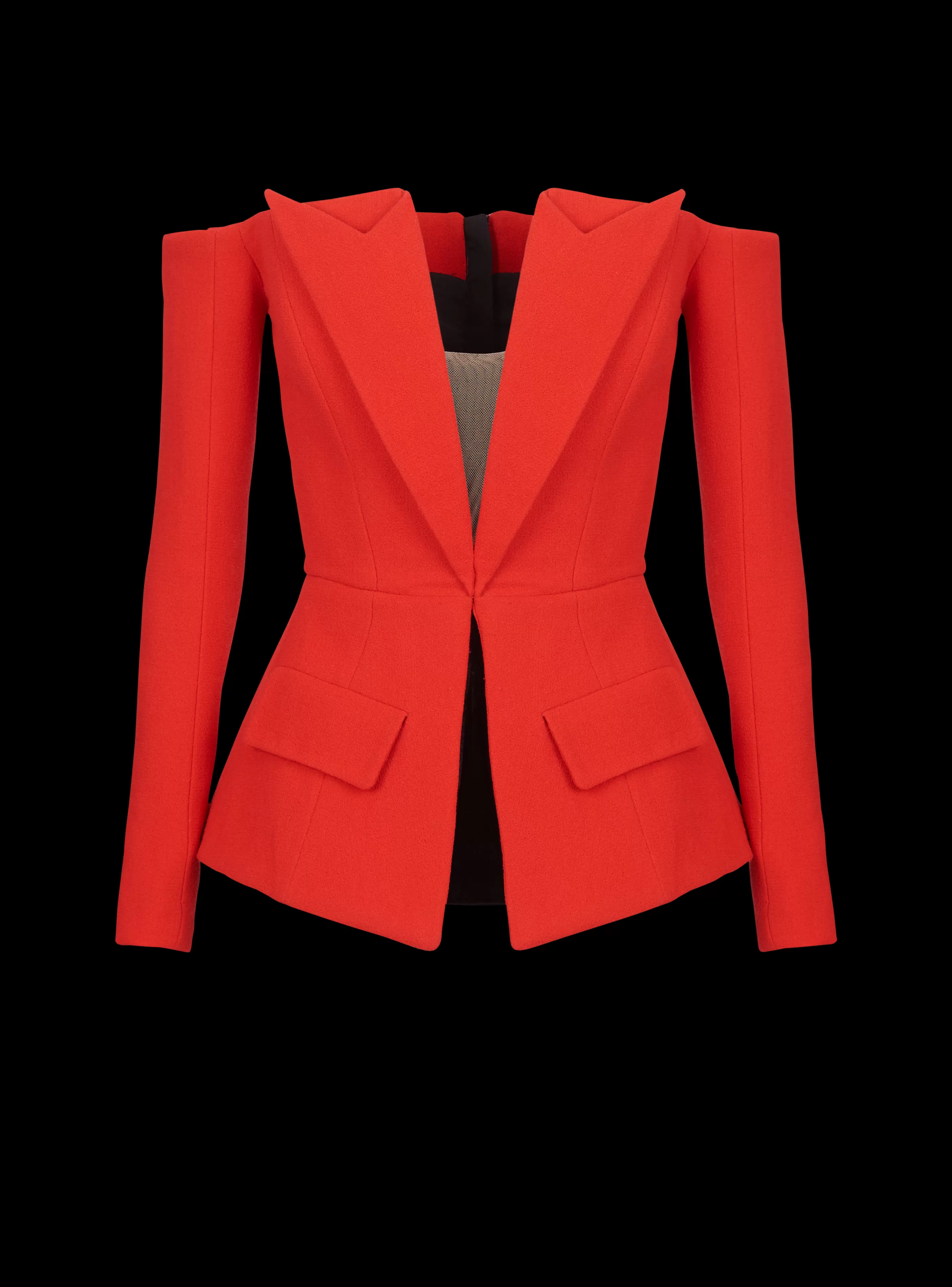 Balmain Top E Camicie-Off-the-shoulder Peplum Top red