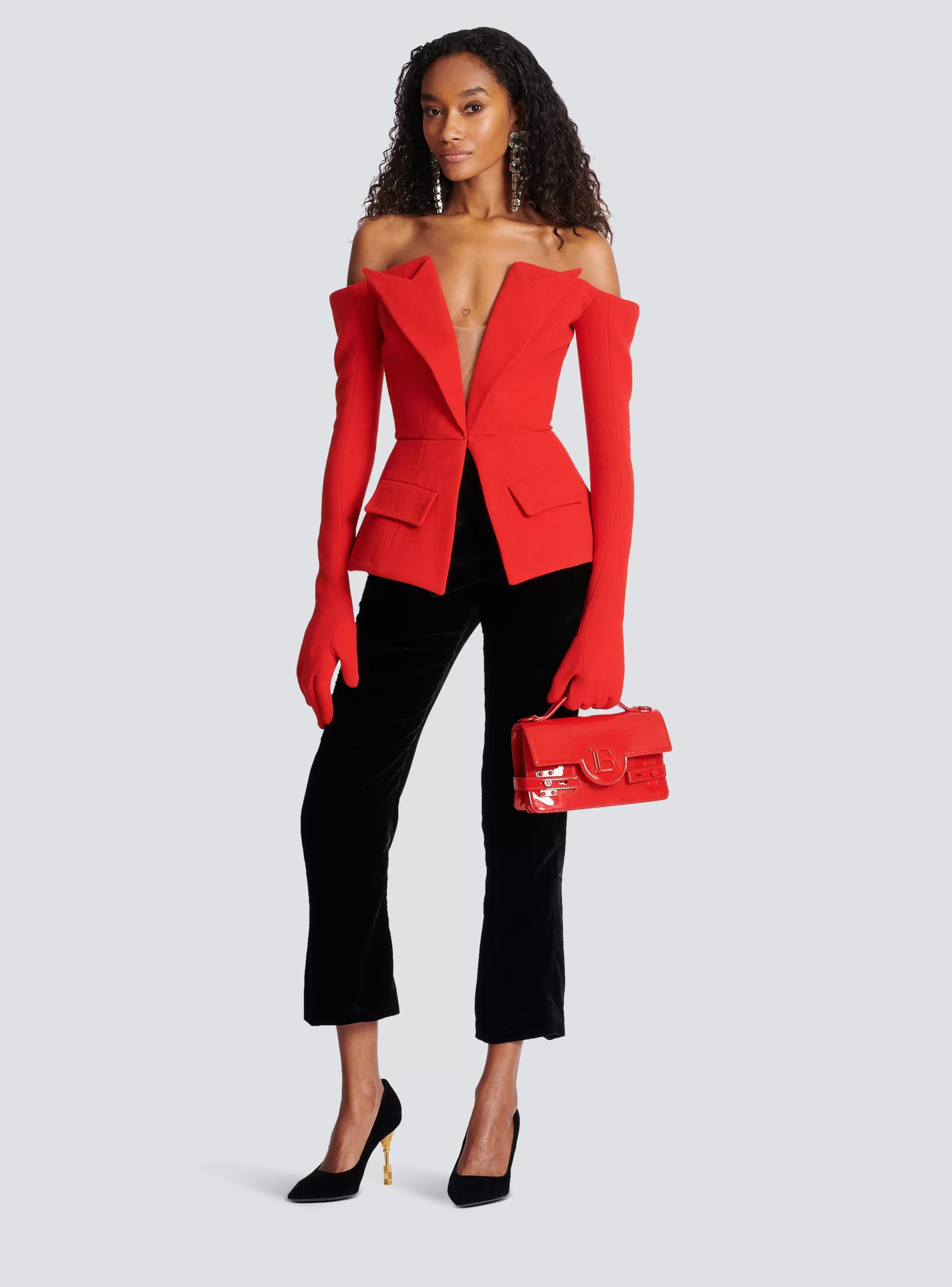 Balmain Top E Camicie-Off-the-shoulder Peplum Top red