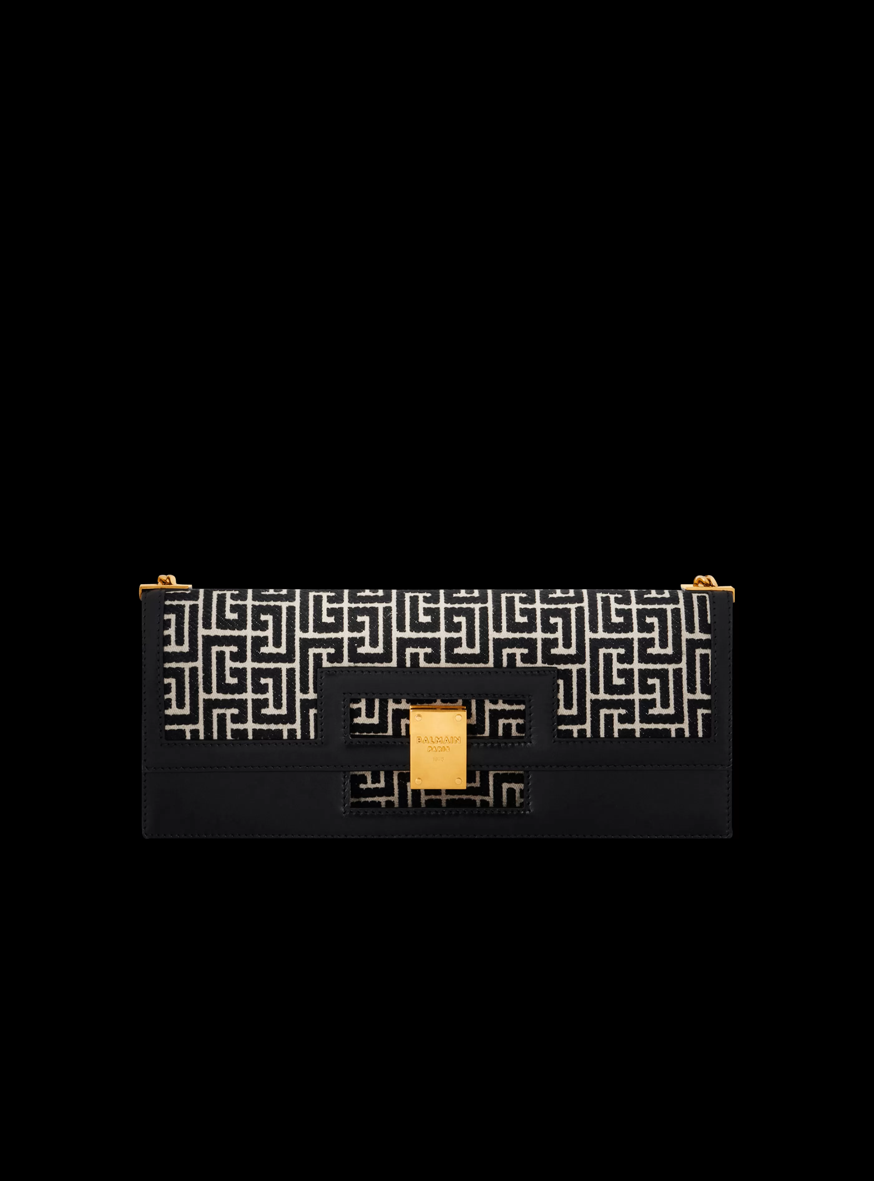Balmain Borse Mini | Borse A Tracolla-Oversized Bicolor Jacquard 1945 Heritage Clutch Bag black