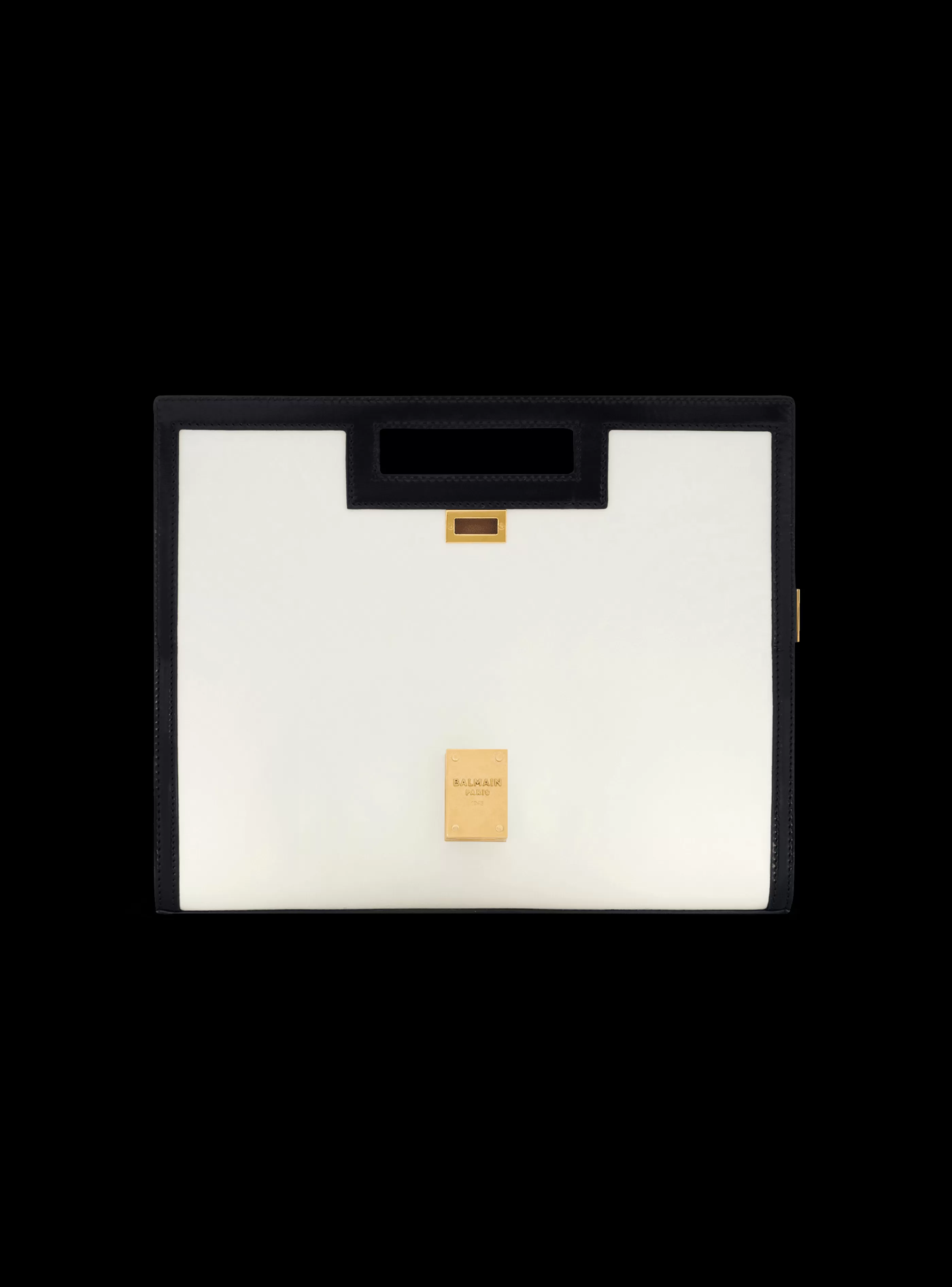 Balmain Borse Mini | Borse A Tracolla-Oversized Black And Leather 1945 Heritage Clutch Bag white