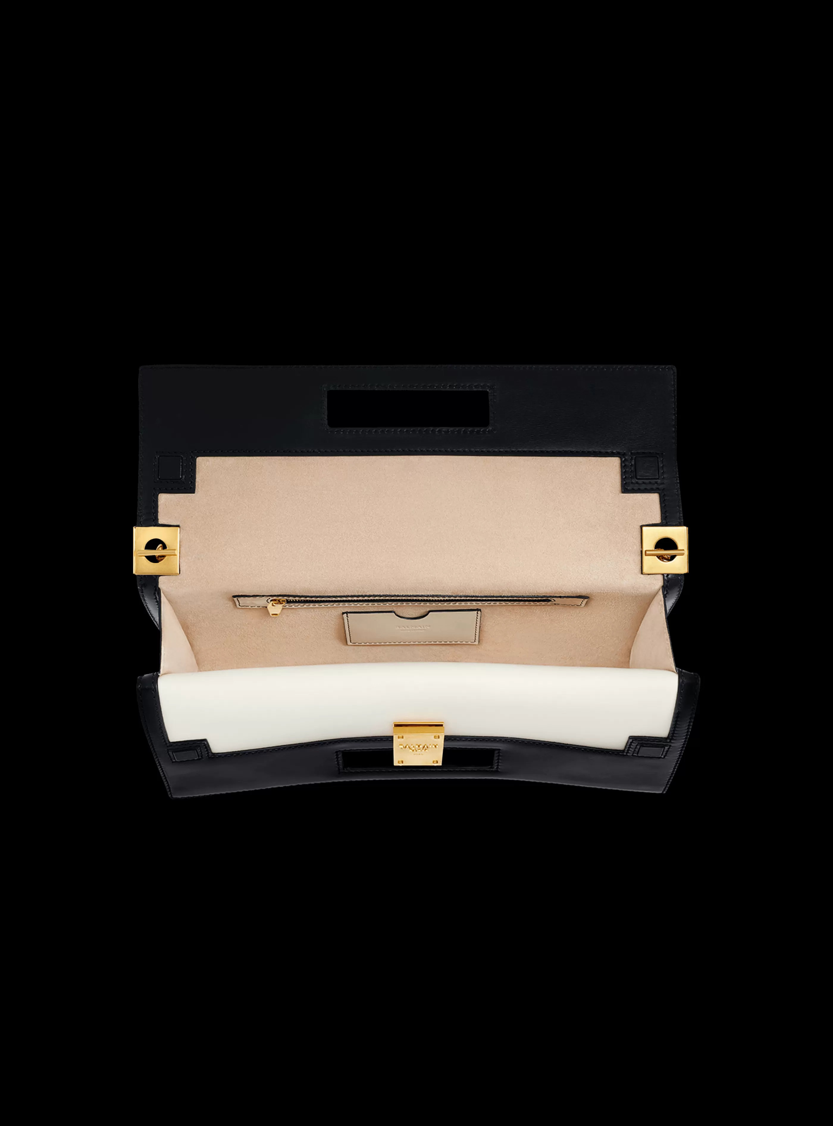 Balmain Borse Mini | Borse A Tracolla-Oversized Black And Leather 1945 Heritage Clutch Bag white