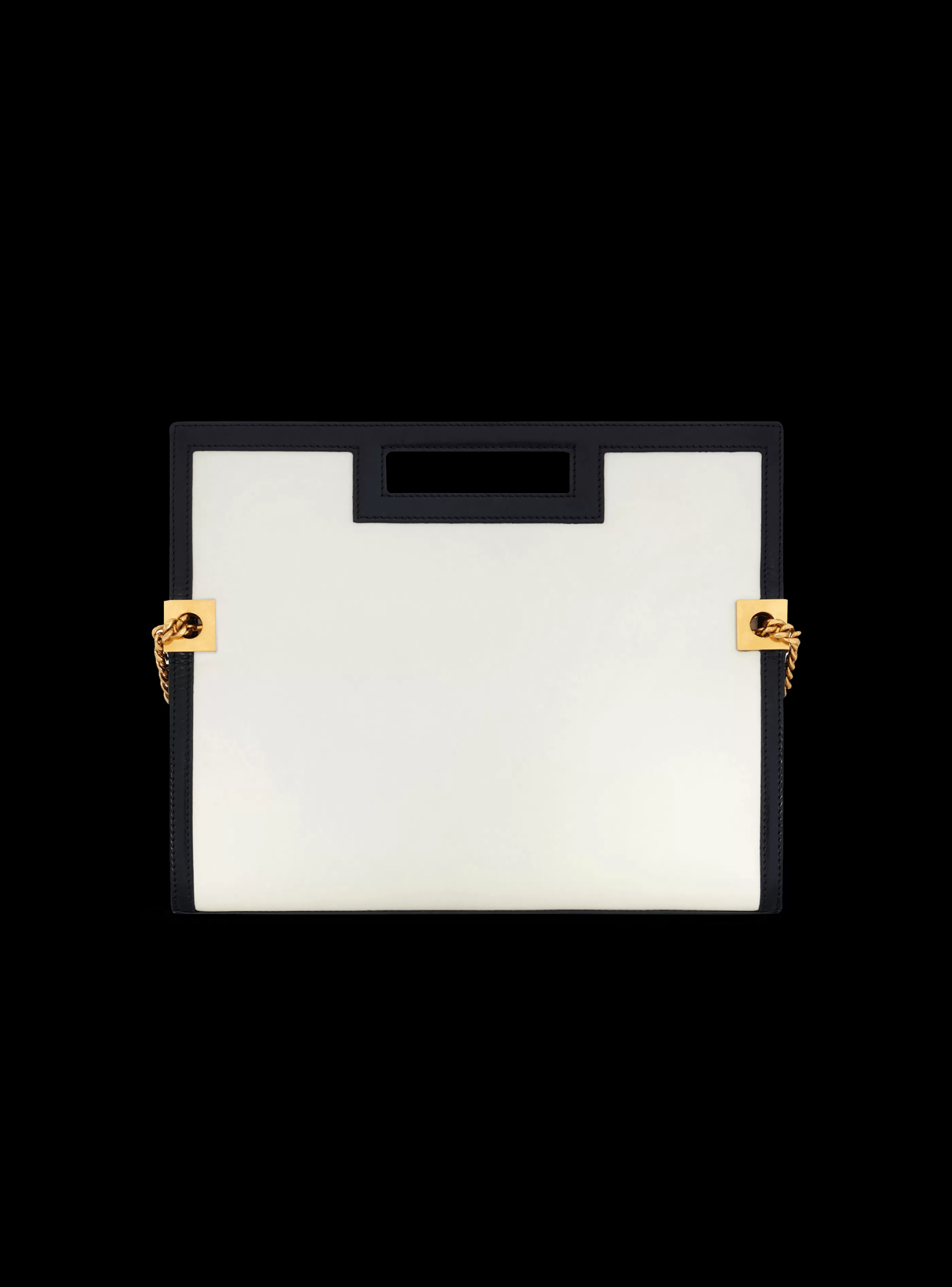 Balmain Borse Mini | Borse A Tracolla-Oversized Black And Leather 1945 Heritage Clutch Bag white