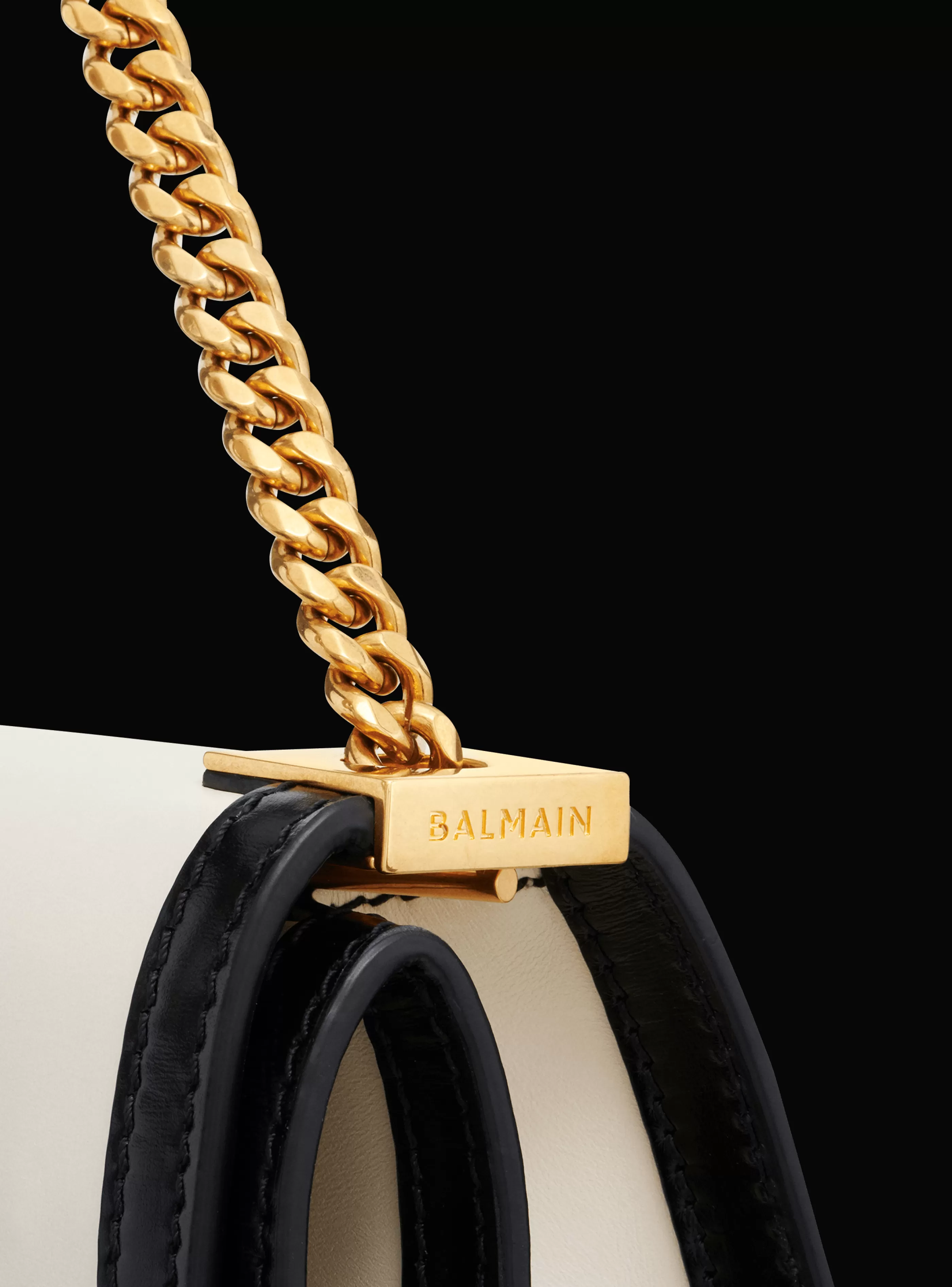 Balmain Borse Mini | Borse A Tracolla-Oversized Black And Leather 1945 Heritage Clutch Bag white