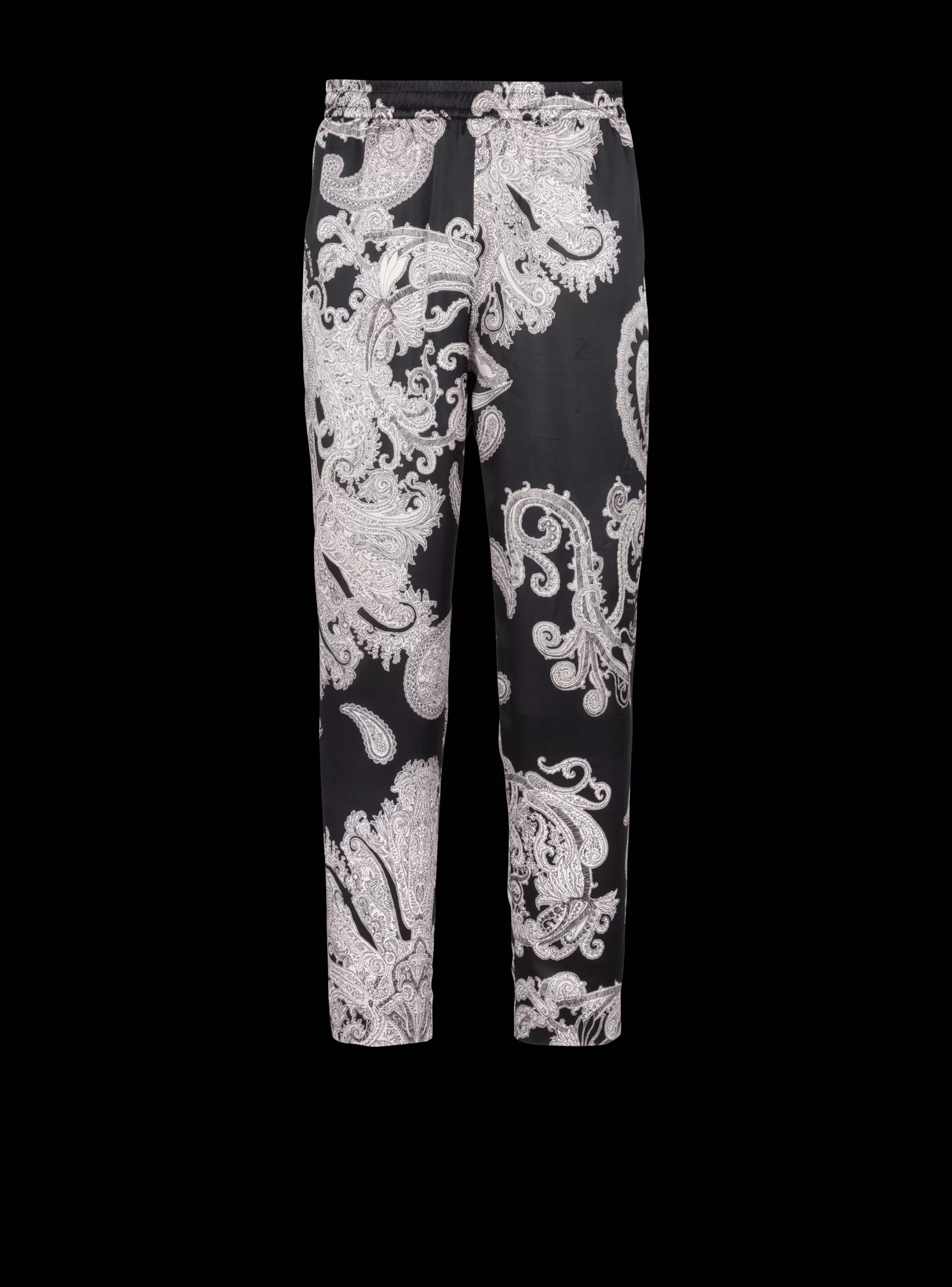 Balmain Pantaloni E Pantaloncini-Paisley Print Silk Trousers black