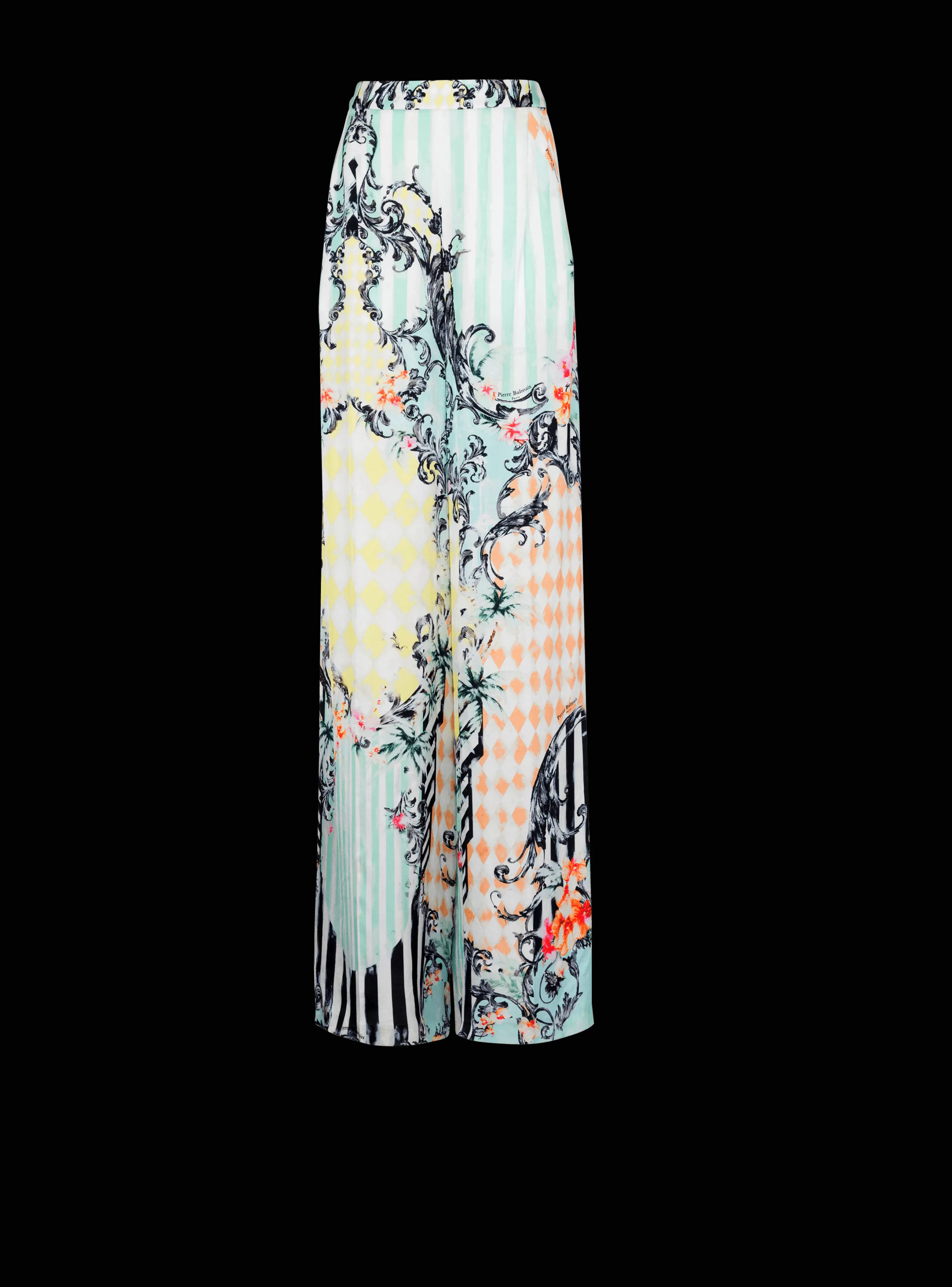 Balmain Pantaloni E Pantaloncini-Palazzo Trousers With Baroque Print multicolor