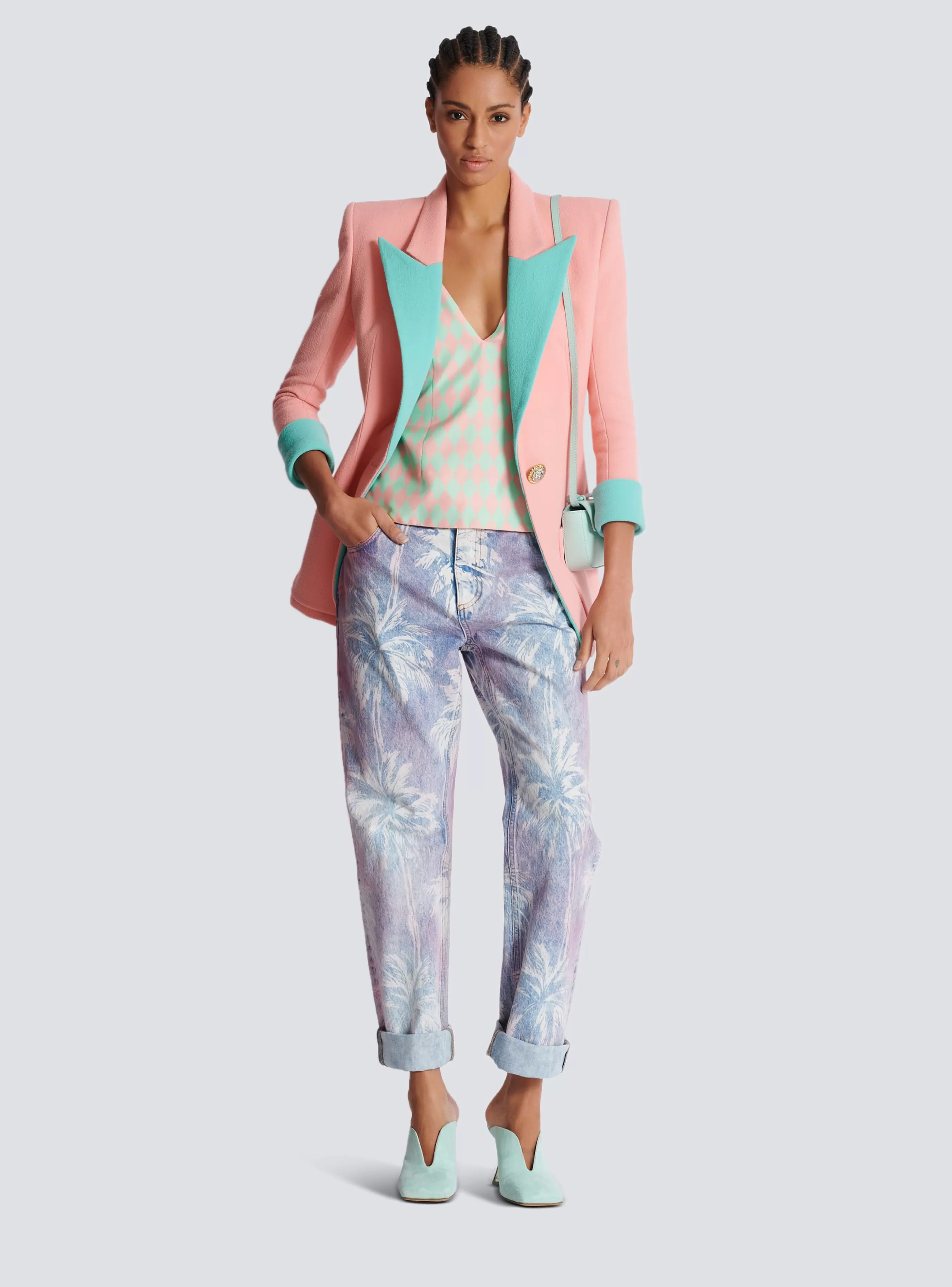 Balmain Denim-Palm Tree Denim Boyfriend Jeans blue