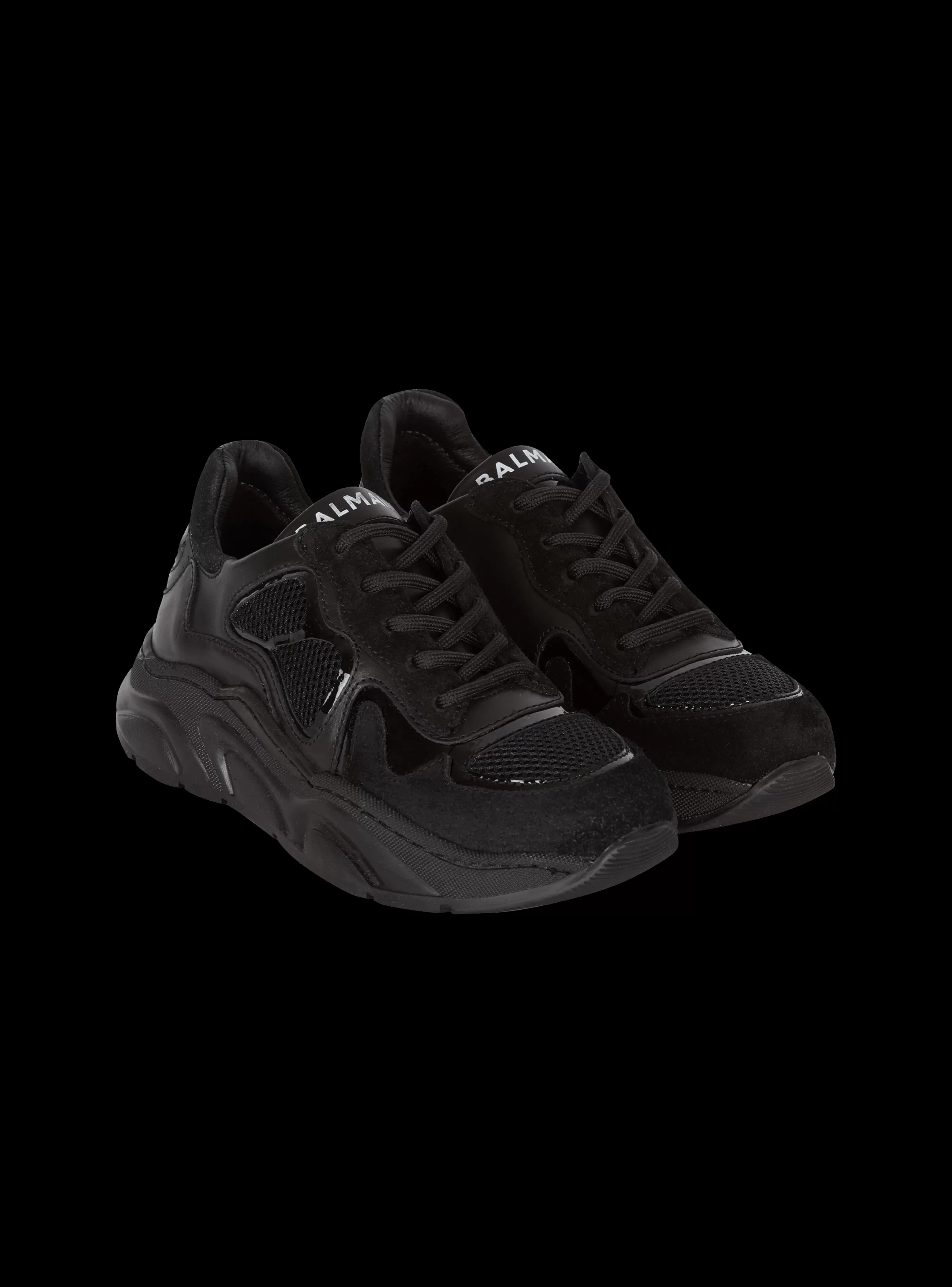 Balmain Bambino (4-10 Anni) | Bambina (4-10 Anni)-Patent Leather And Suede Trainers black