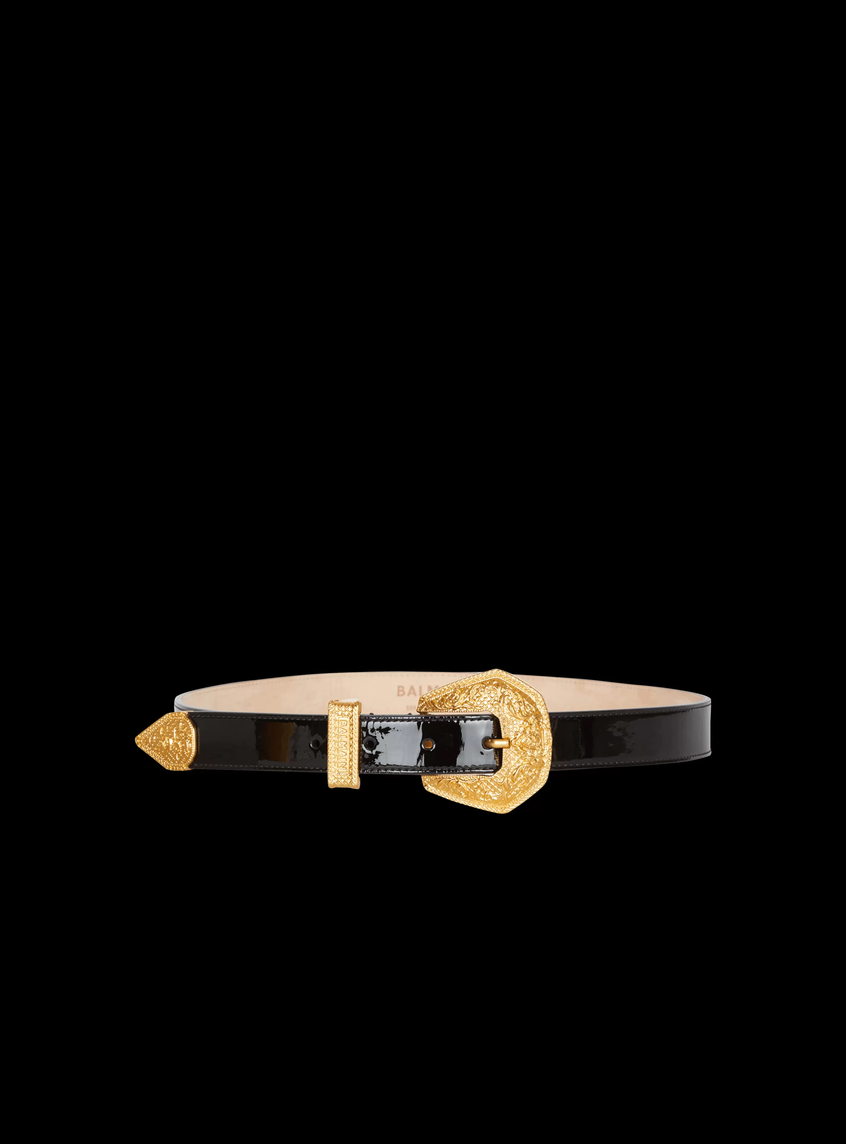 Balmain Cinture-Patent Leather Western Belt black