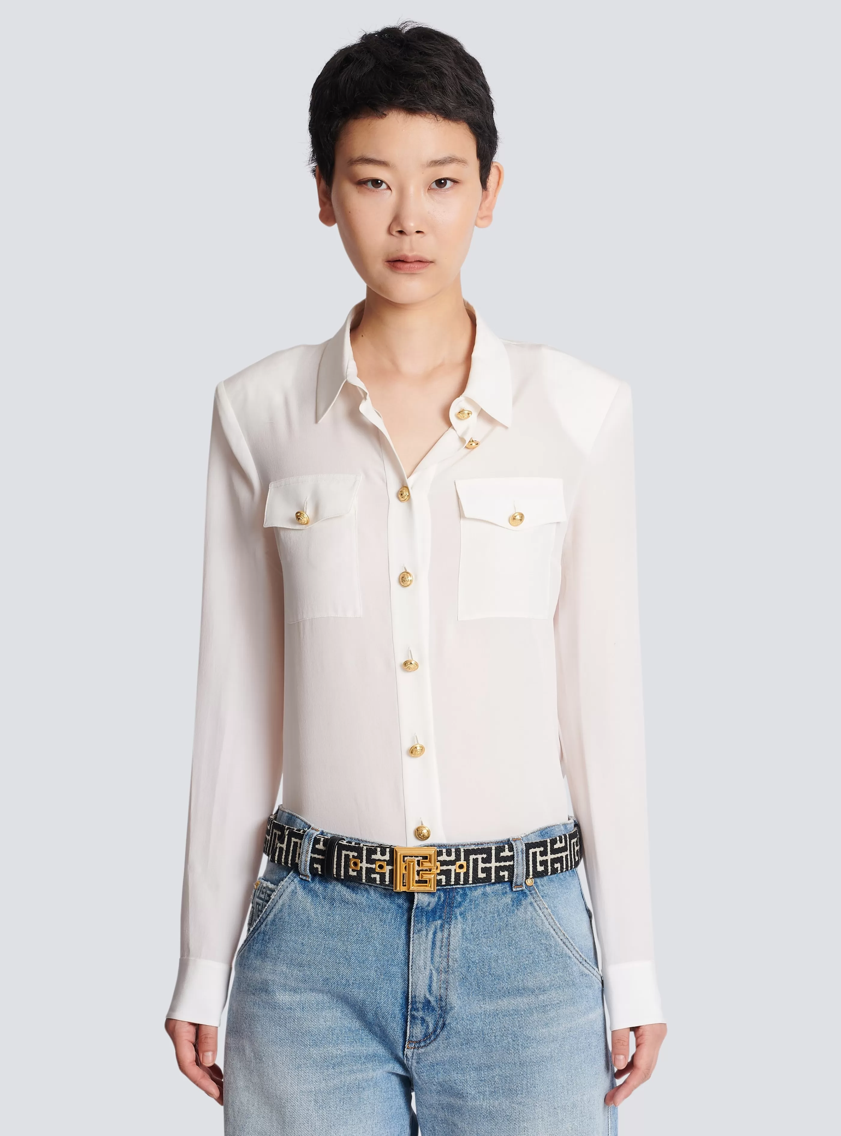 Balmain Cinture-PB Belt In Monogrammed Jacquard black