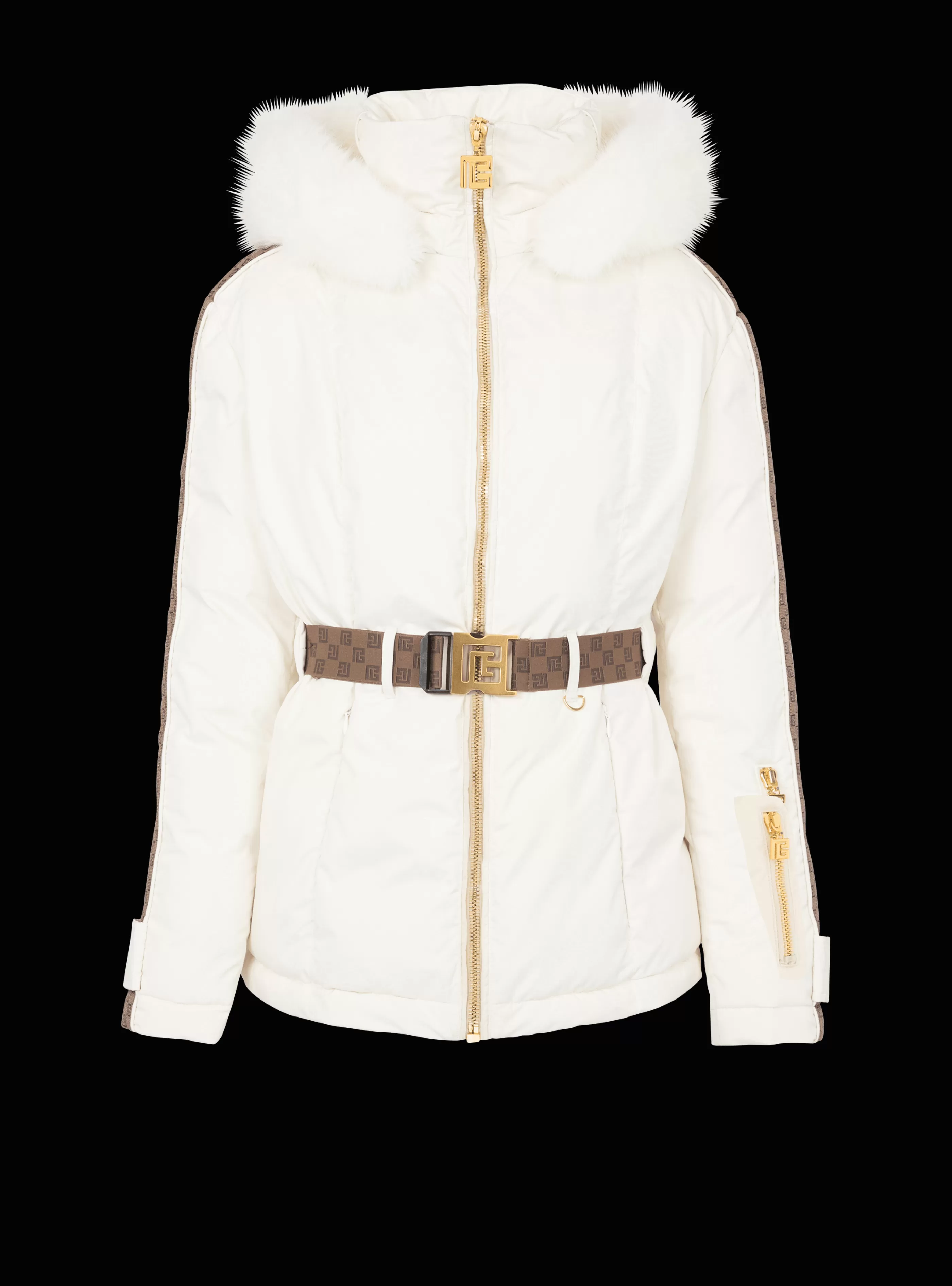 Balmain Capispalla-PB Down Jacket With Belt white