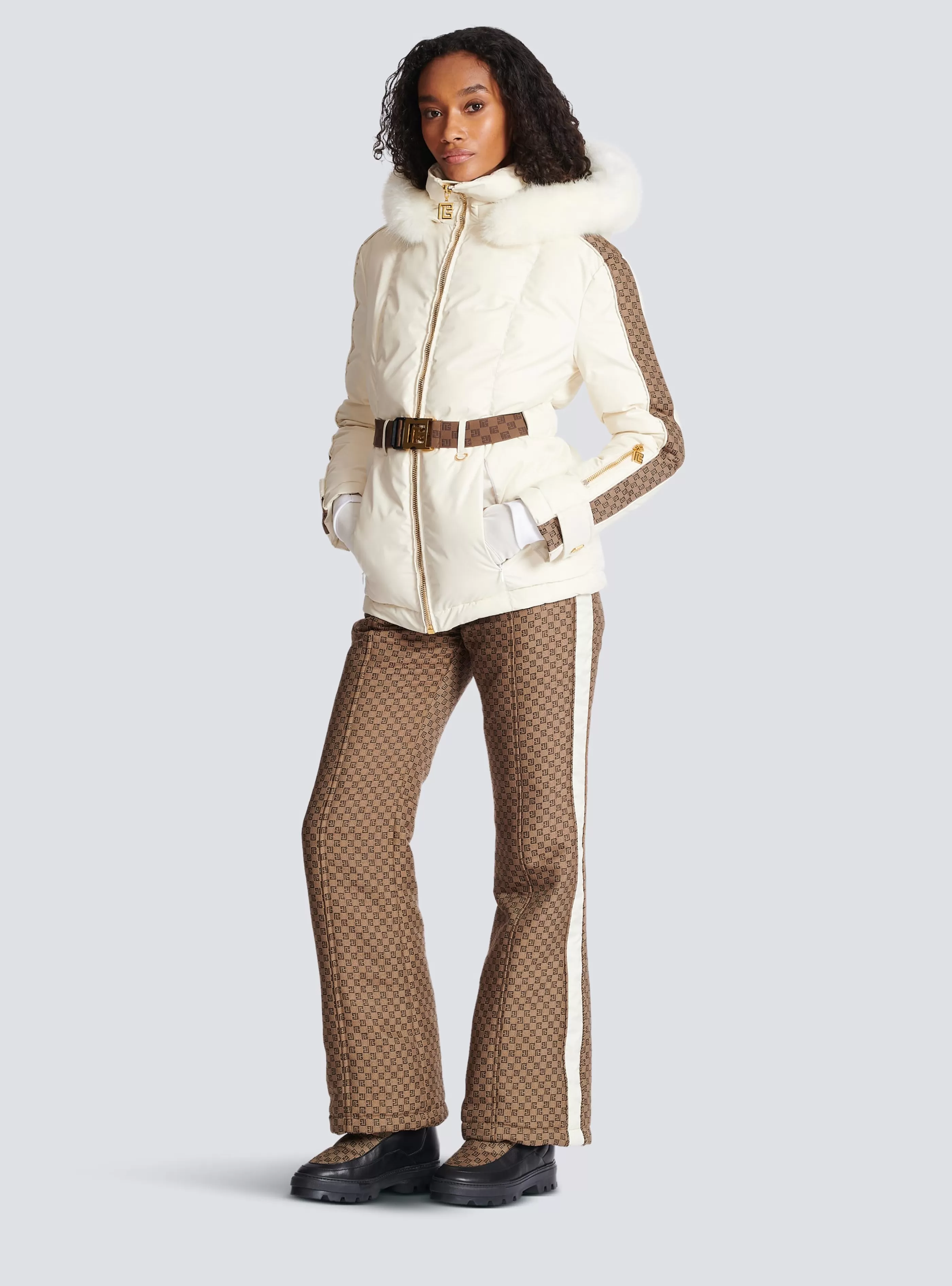 Balmain Capispalla-PB Down Jacket With Belt white