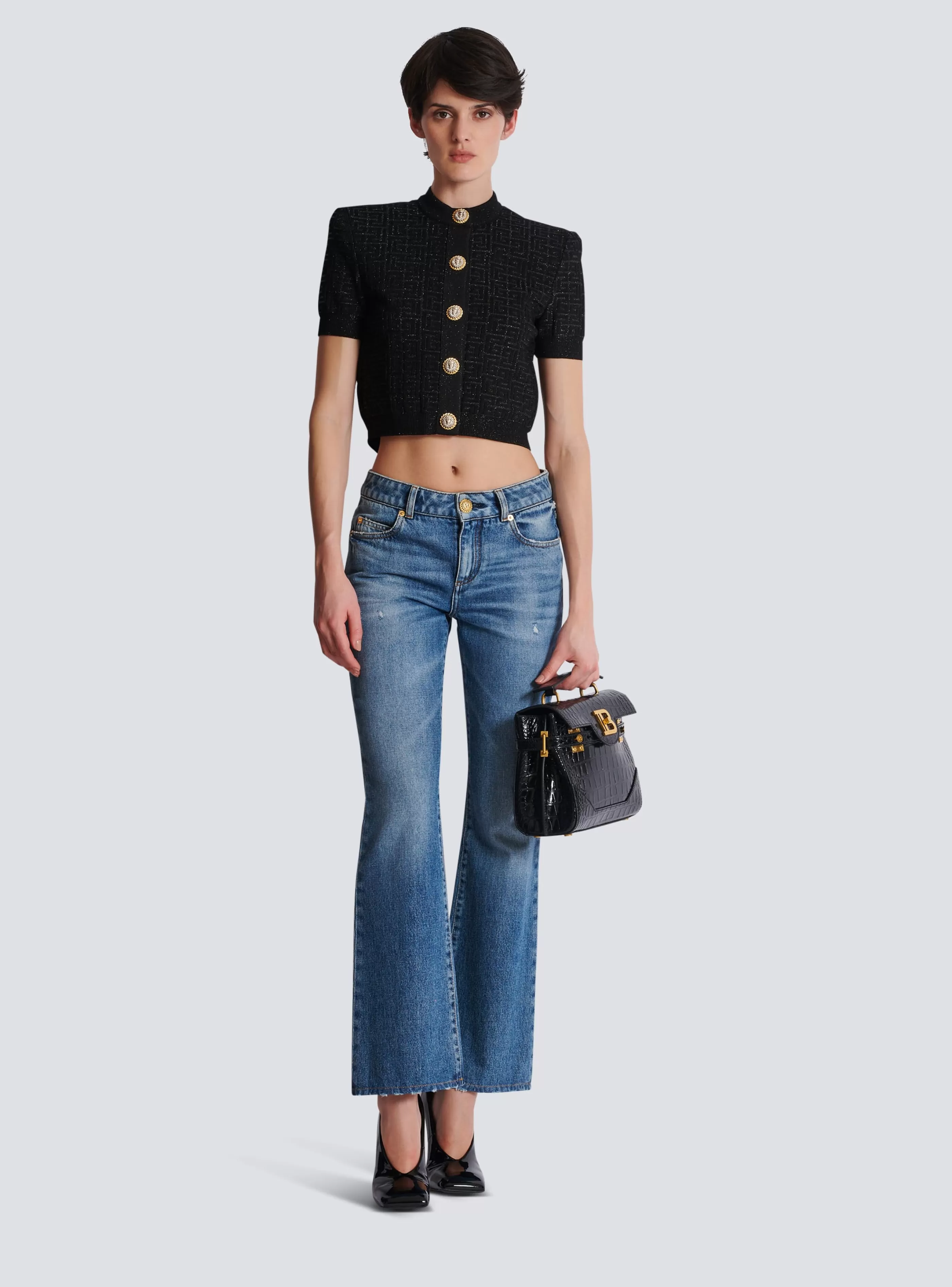 Balmain Maglieria-PB Labyrinth Knit Cardigan black