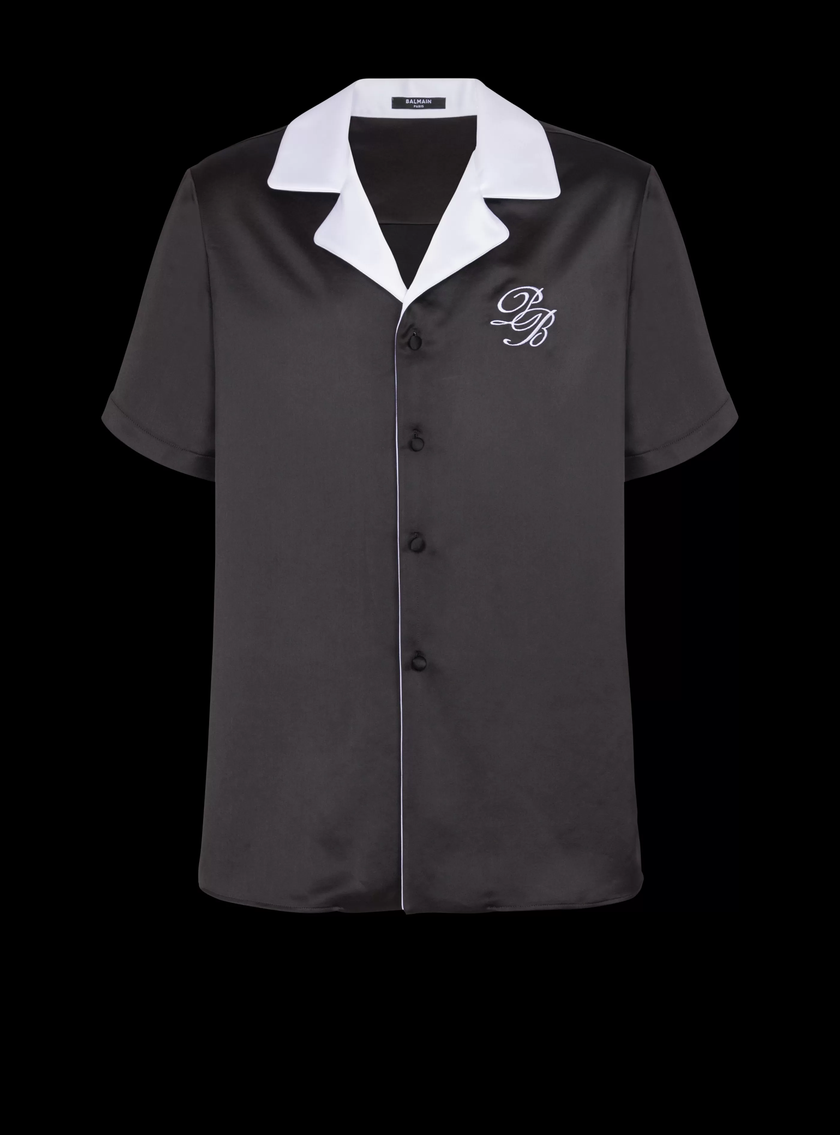 Balmain Camicie E Polo-PB Signature Satin Short-sleeved Shirt black
