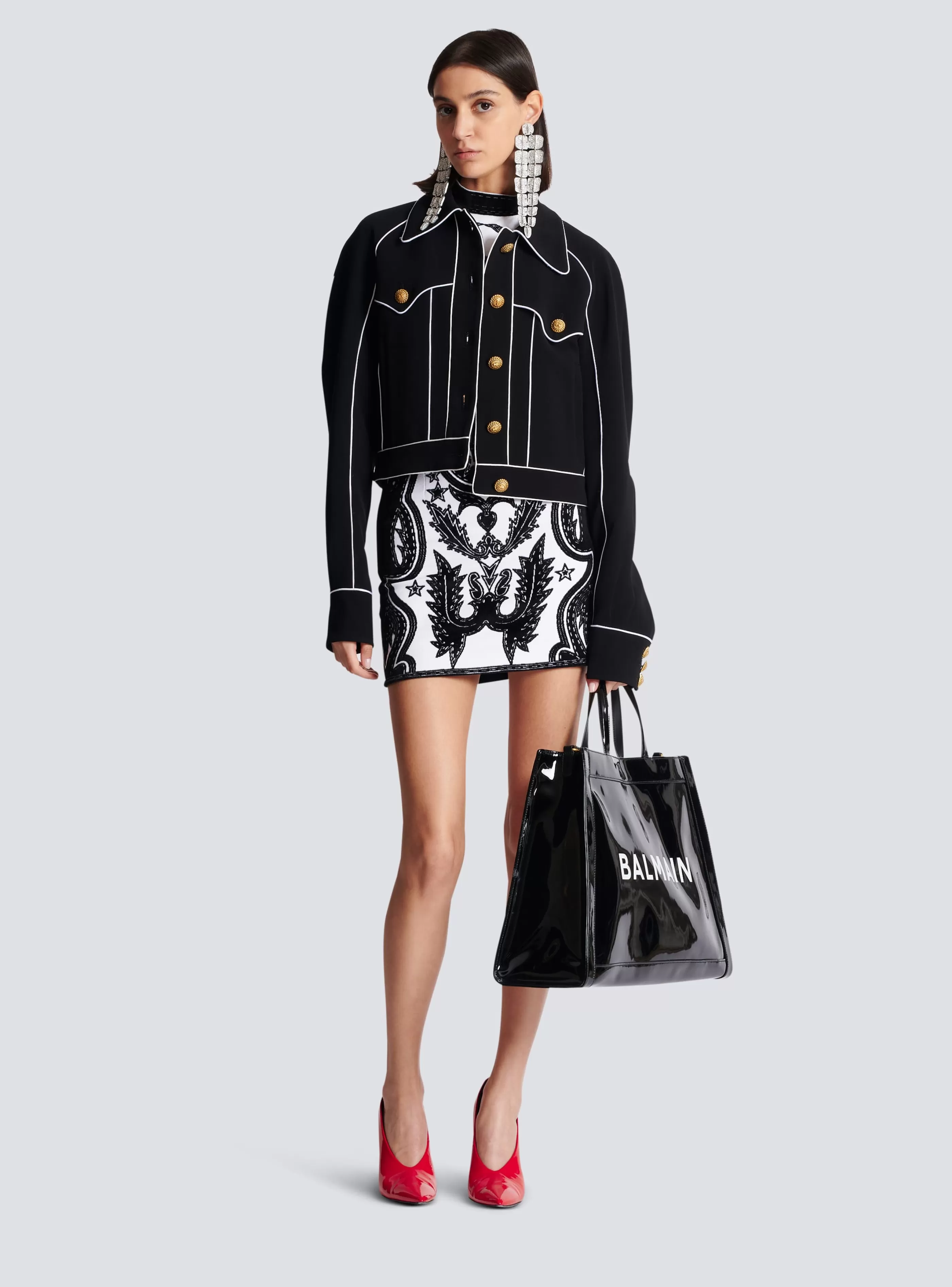 Balmain Gonne-PB Western Short Skirt black
