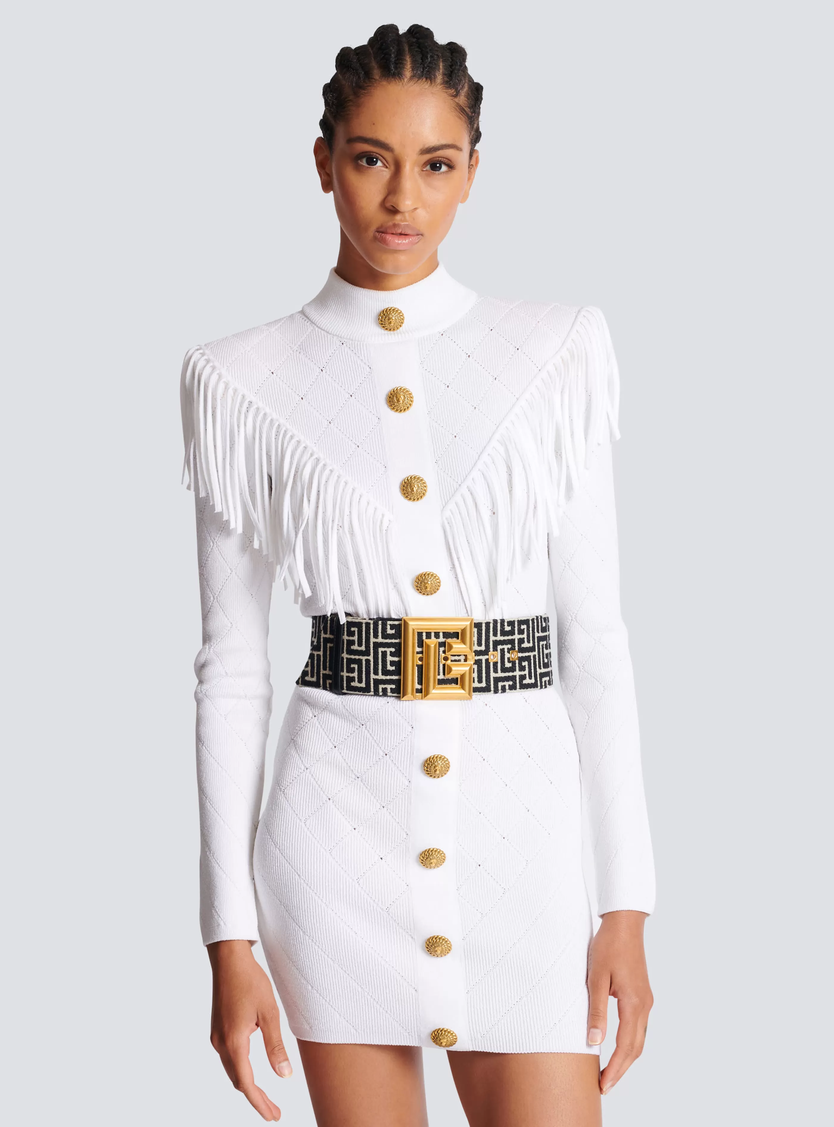 Balmain Cinture-P-Belt Monogram Jacquard Belt black