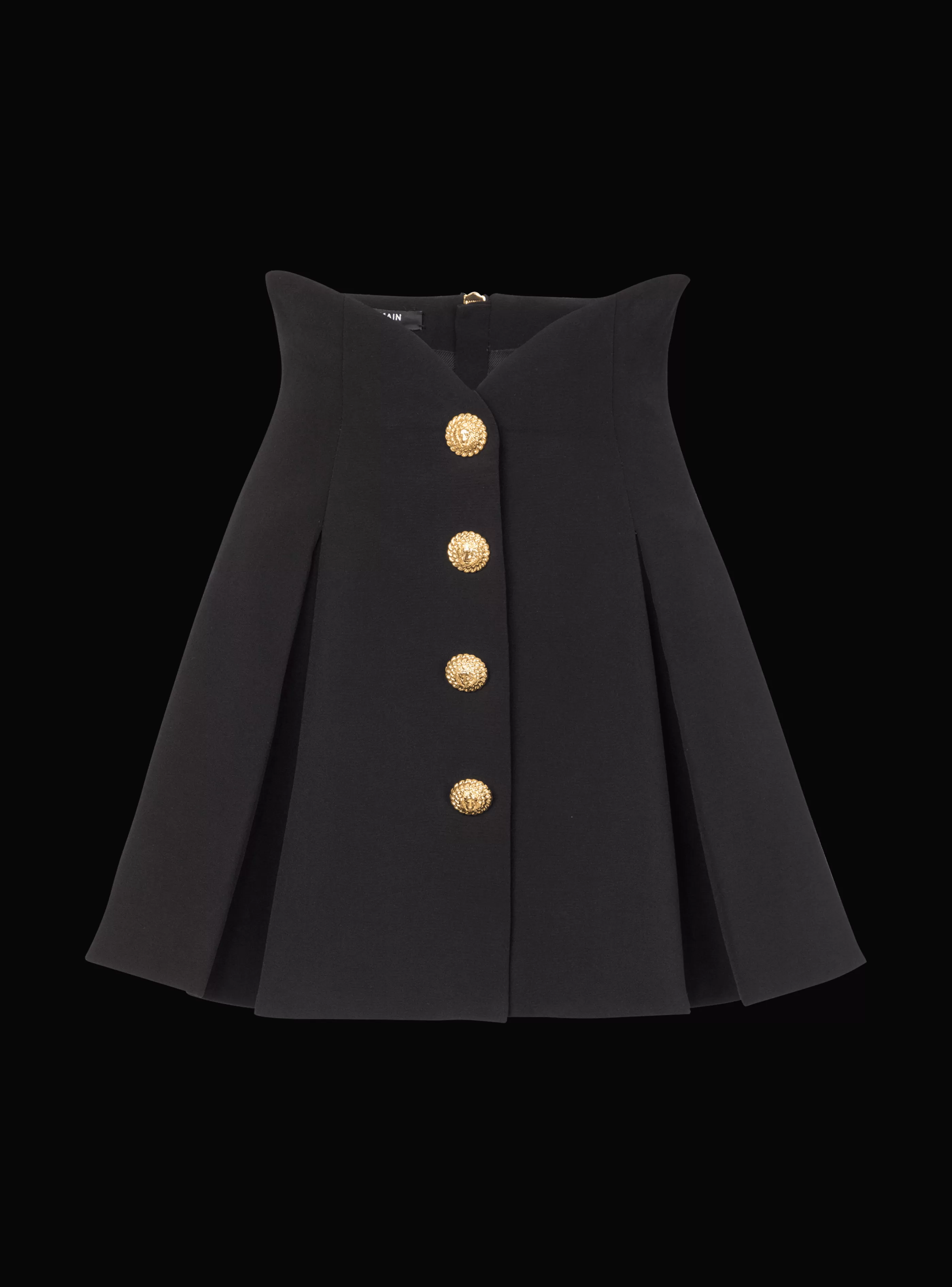 Balmain Gonne-Pleated Crepe Tulip Skirt black