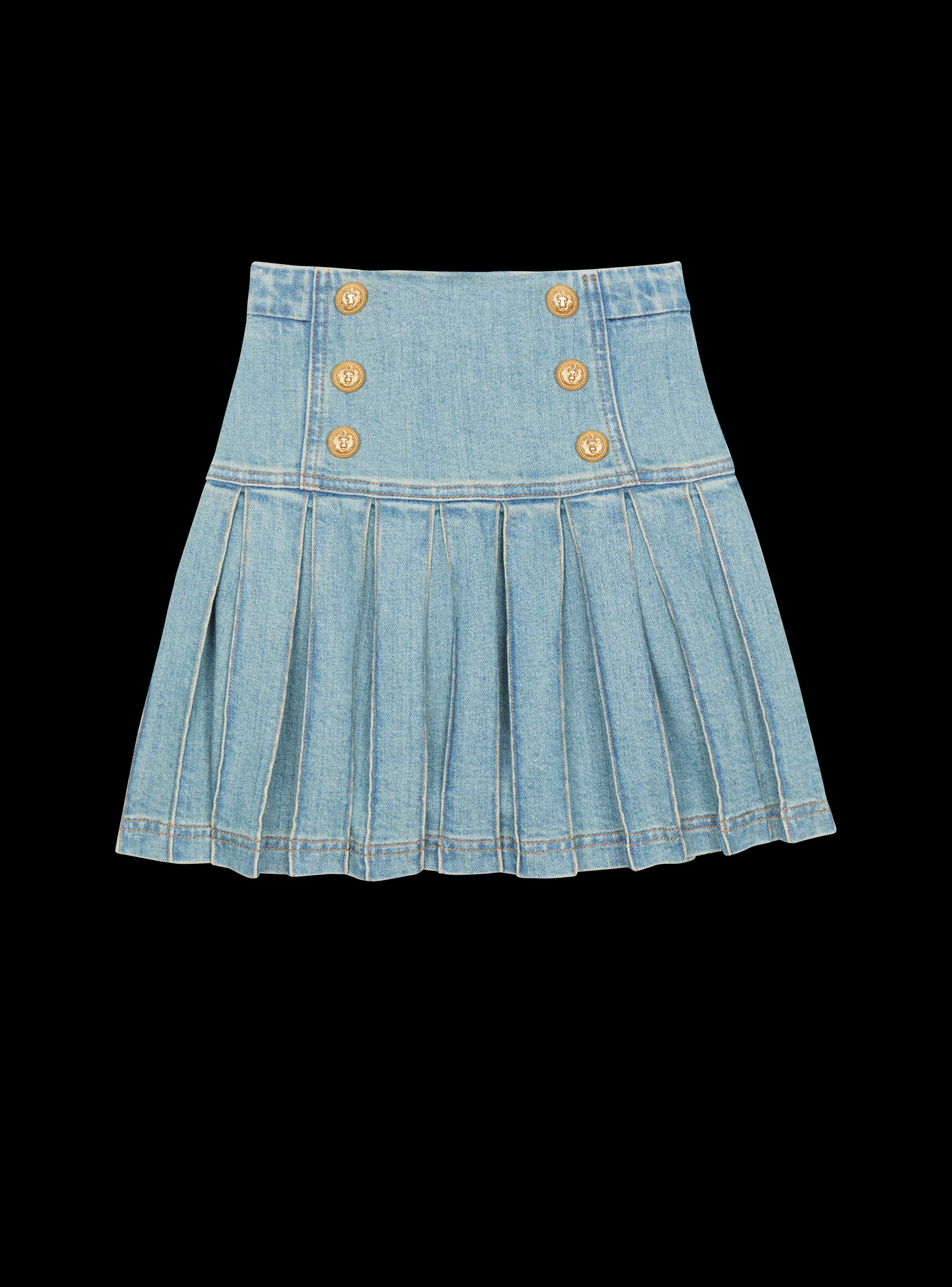 Balmain Bambina (4-10 Anni)-Pleated High-waisted Skirt blue