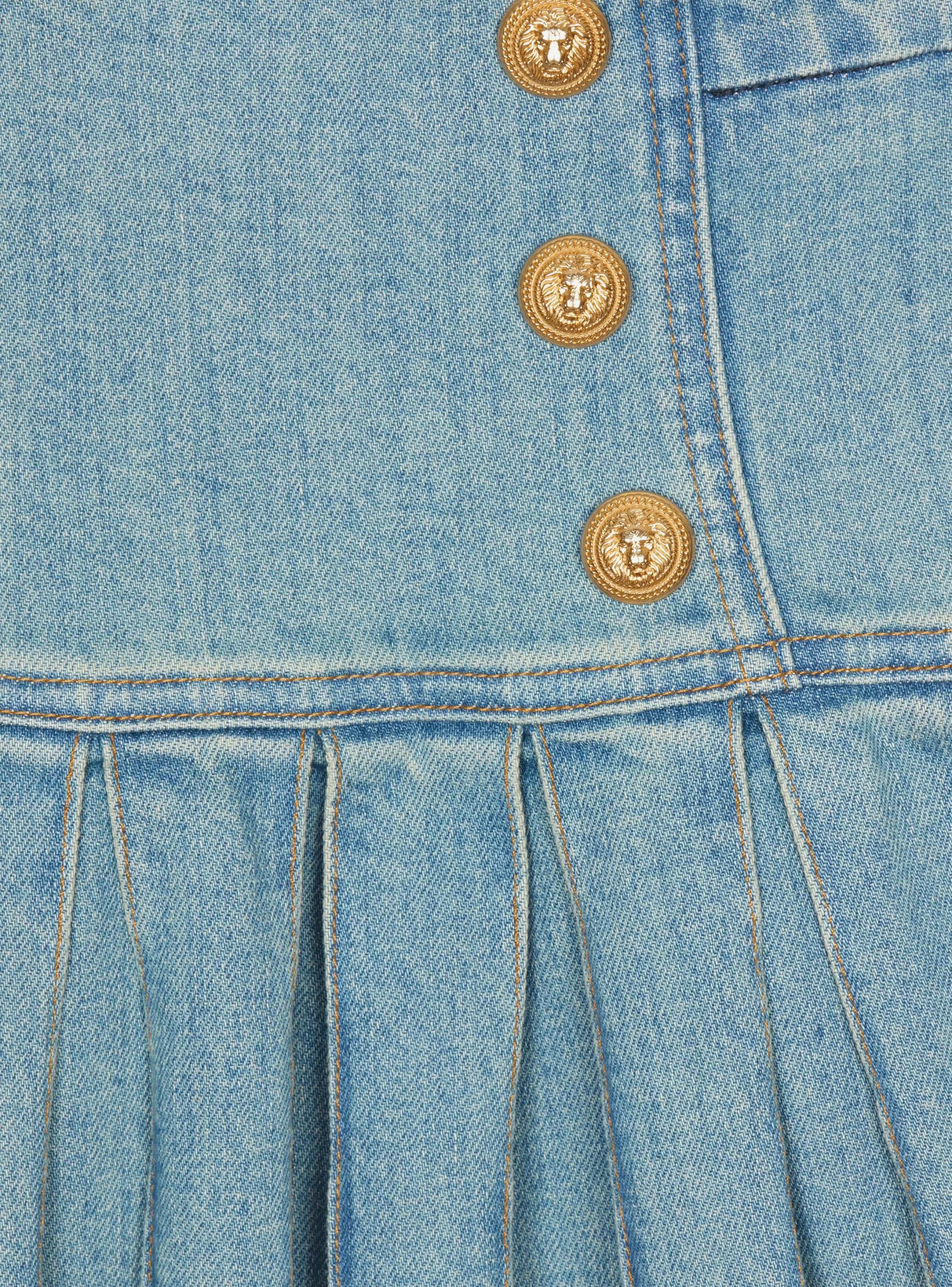 Balmain Bambina (4-10 Anni)-Pleated High-waisted Skirt blue