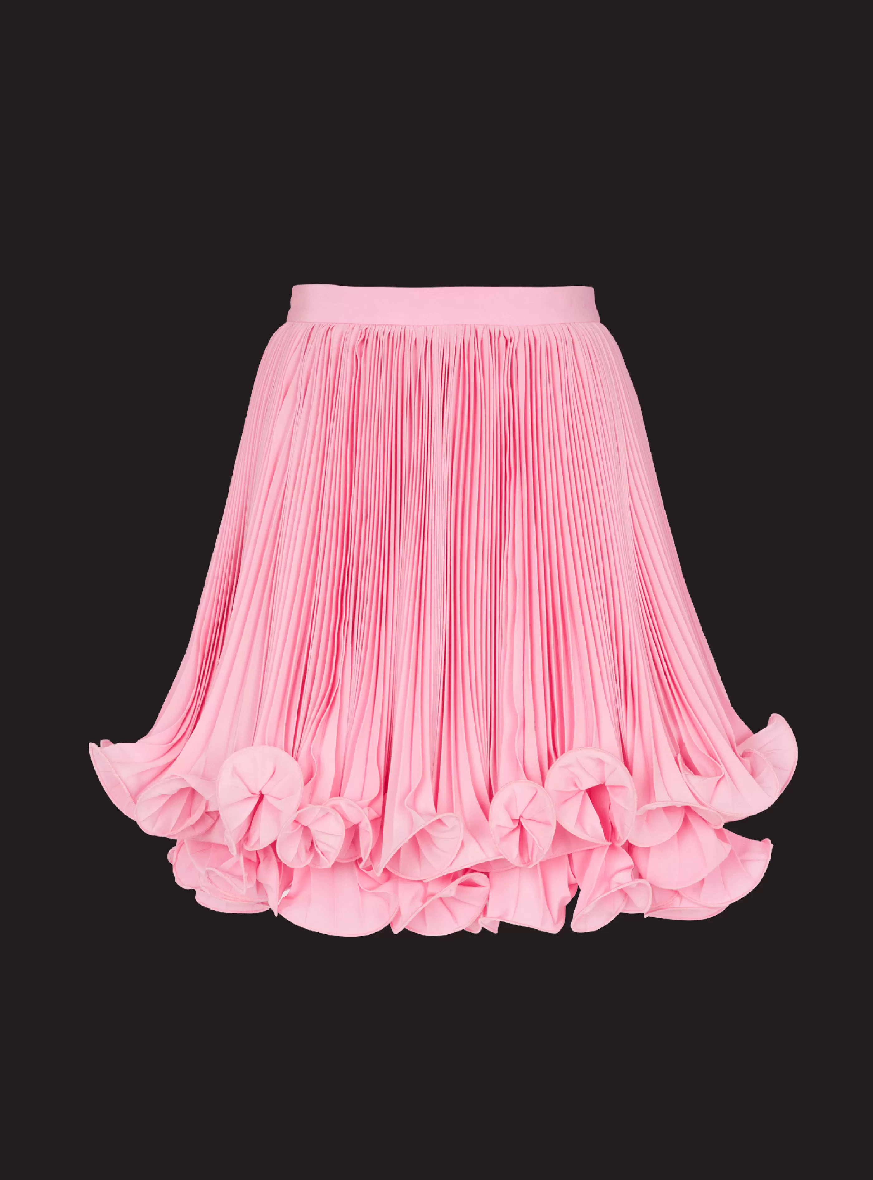 Balmain Gonne-Pleated Skirt With Ruffles pink