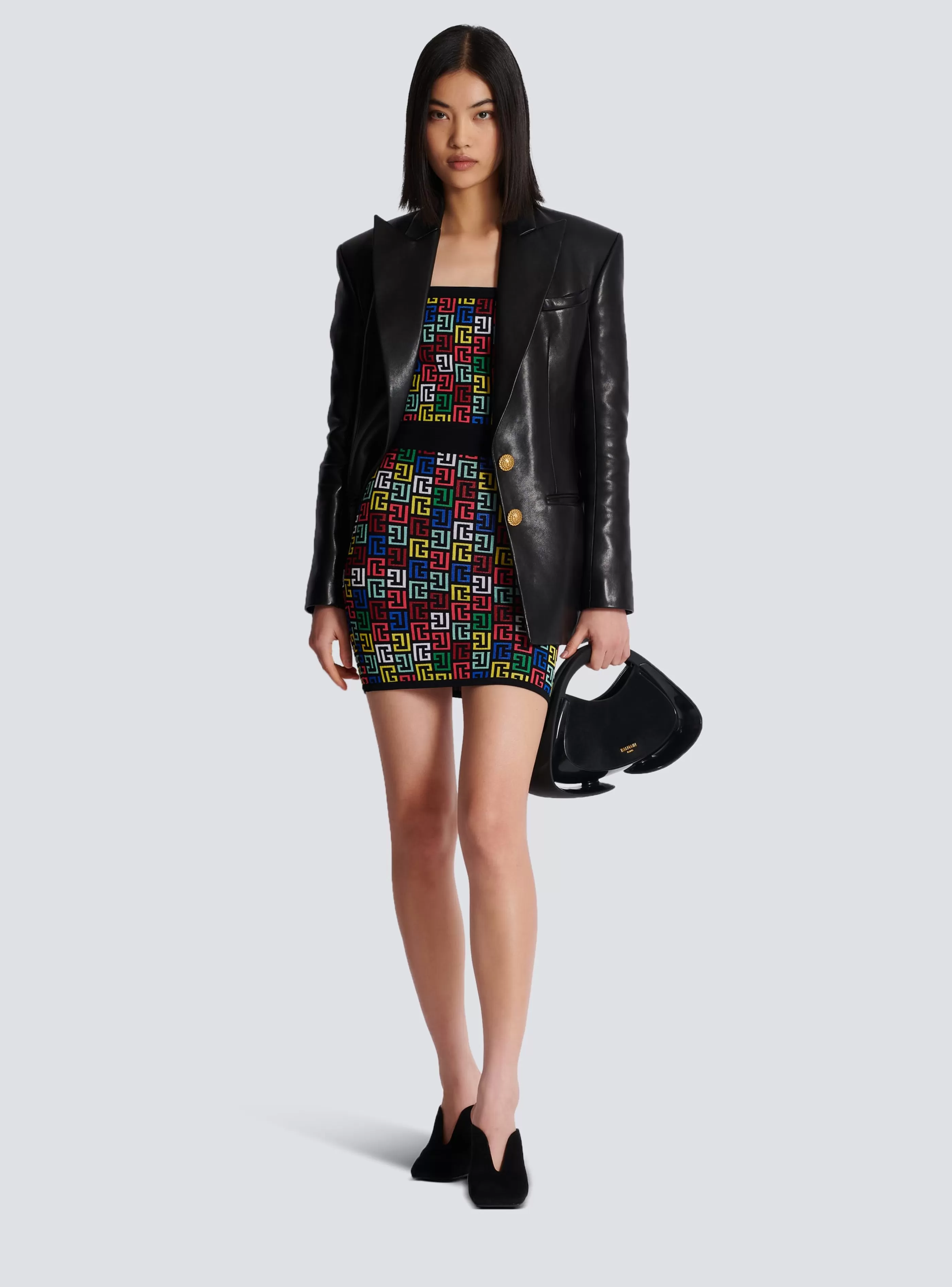 Balmain Gonne-Pop Monogram Knit Skirt multicolor