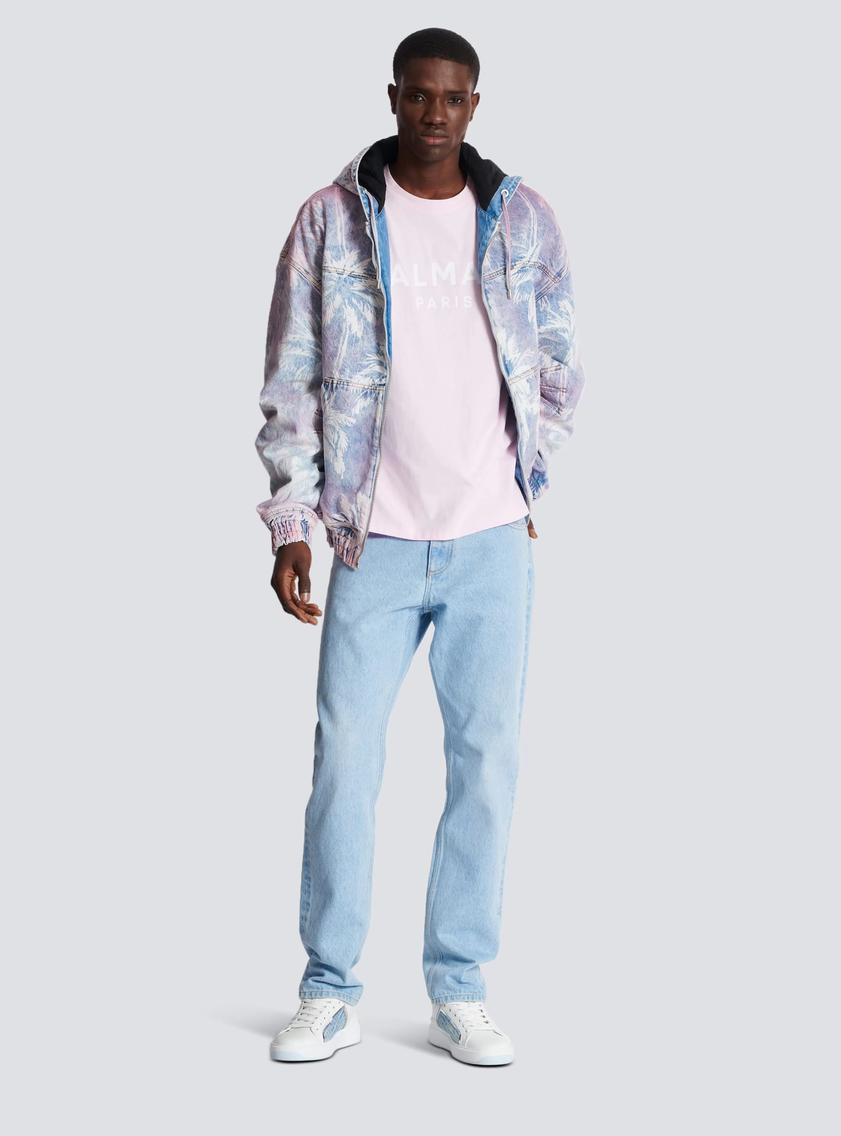Balmain Abbigliamento Sportivo | T-Shirts-Printed Paris Short-sleeved T-shirt pink