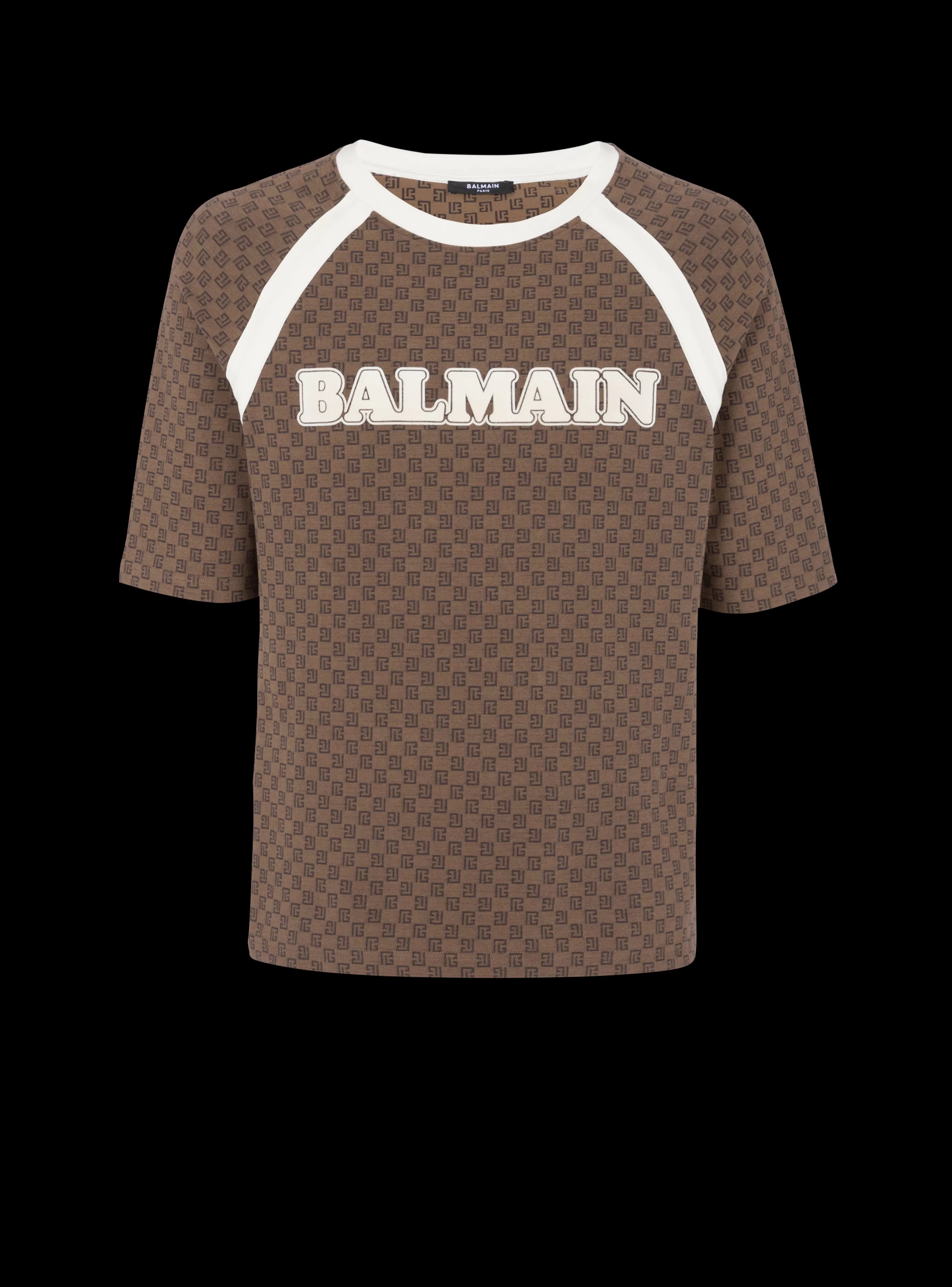 Balmain Abbigliamento Sportivo | T-Shirts-Retro Mini Monogram T-shirt brown