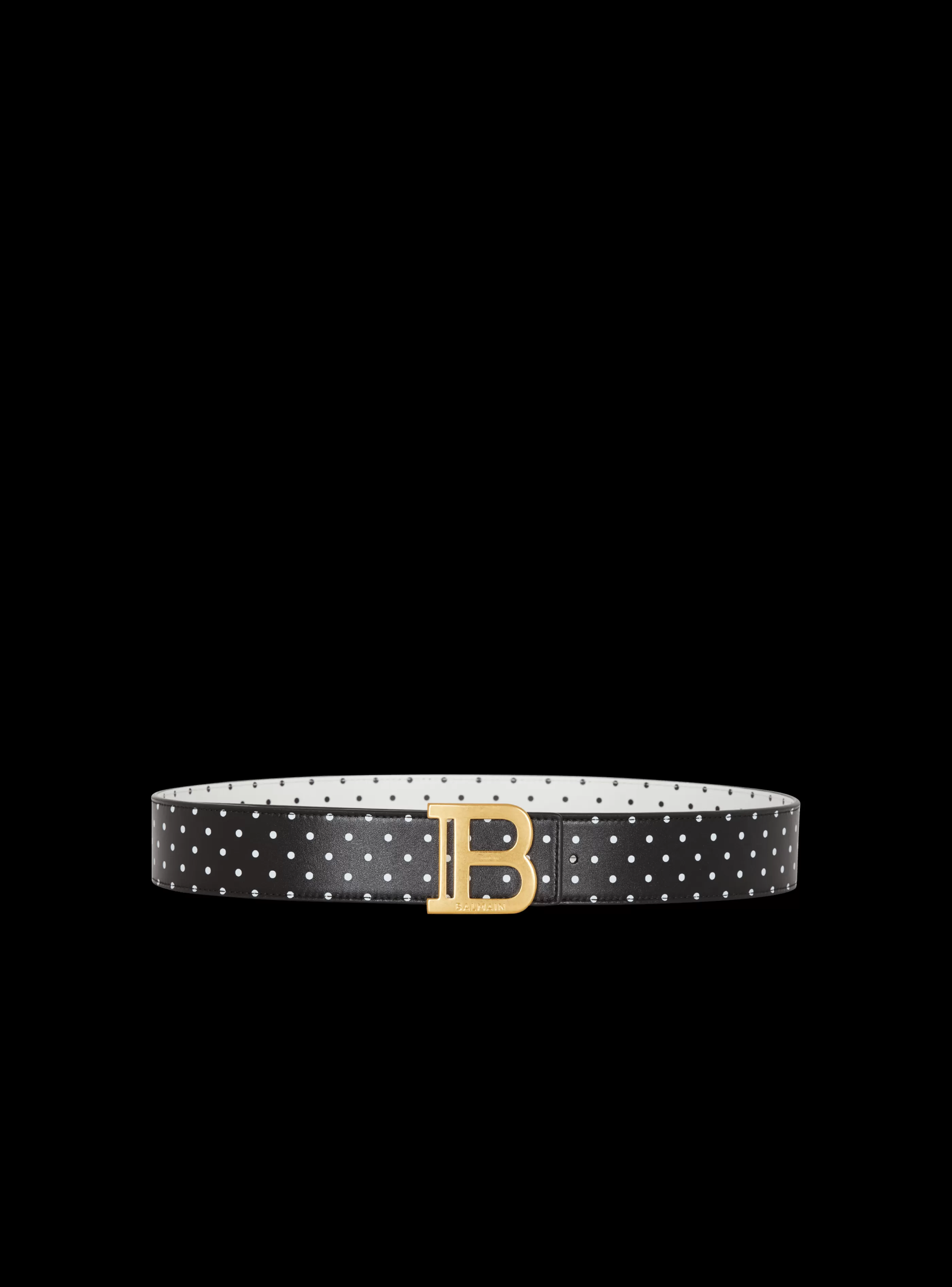 Balmain Cinture-Reversible Calfskin B-Belt With A Polka Dots Print black