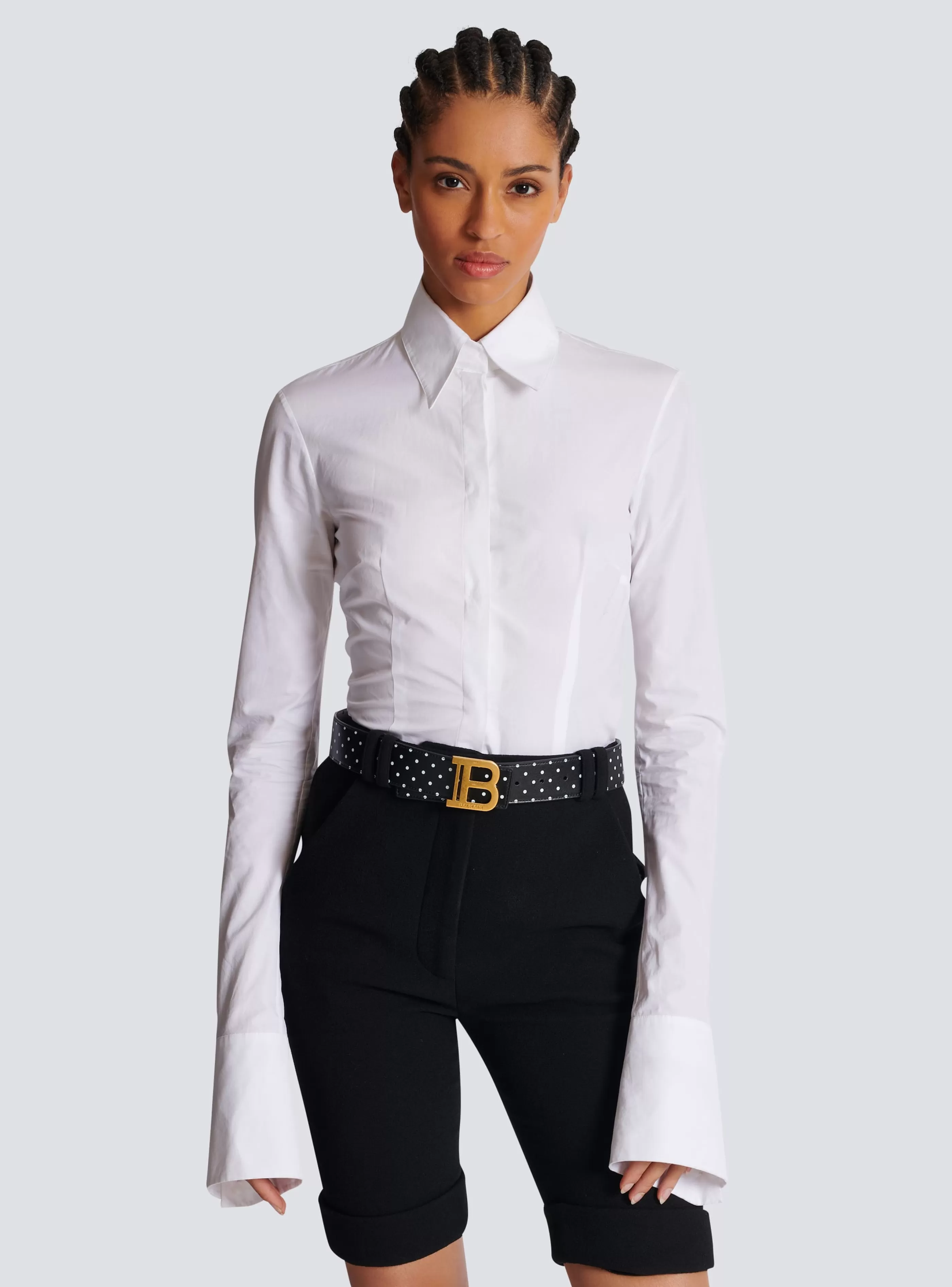 Balmain Cinture-Reversible Calfskin B-Belt With A Polka Dots Print black