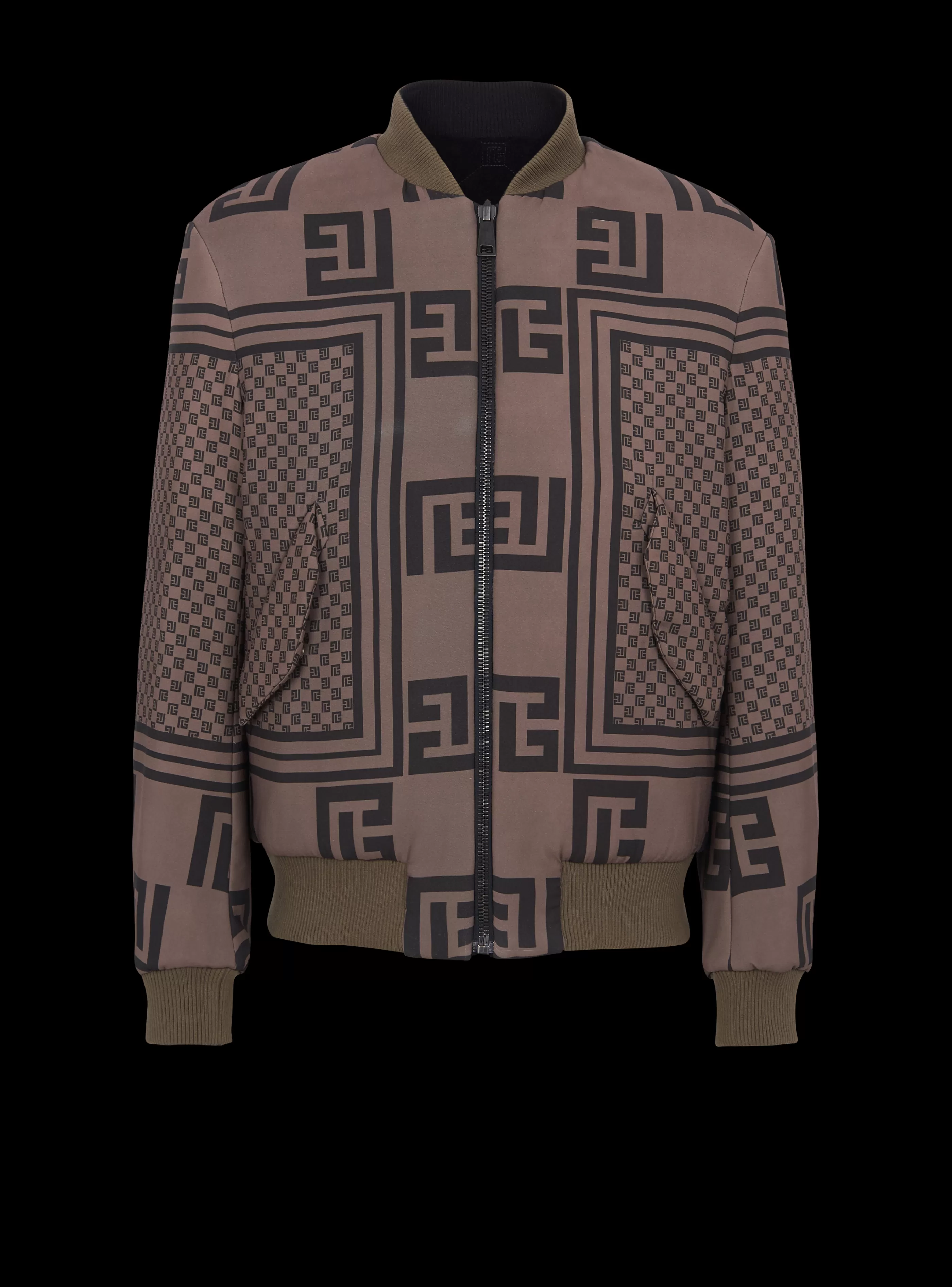 Balmain Capispalla-Reversible Mini Monogram Bomber Jacket brown