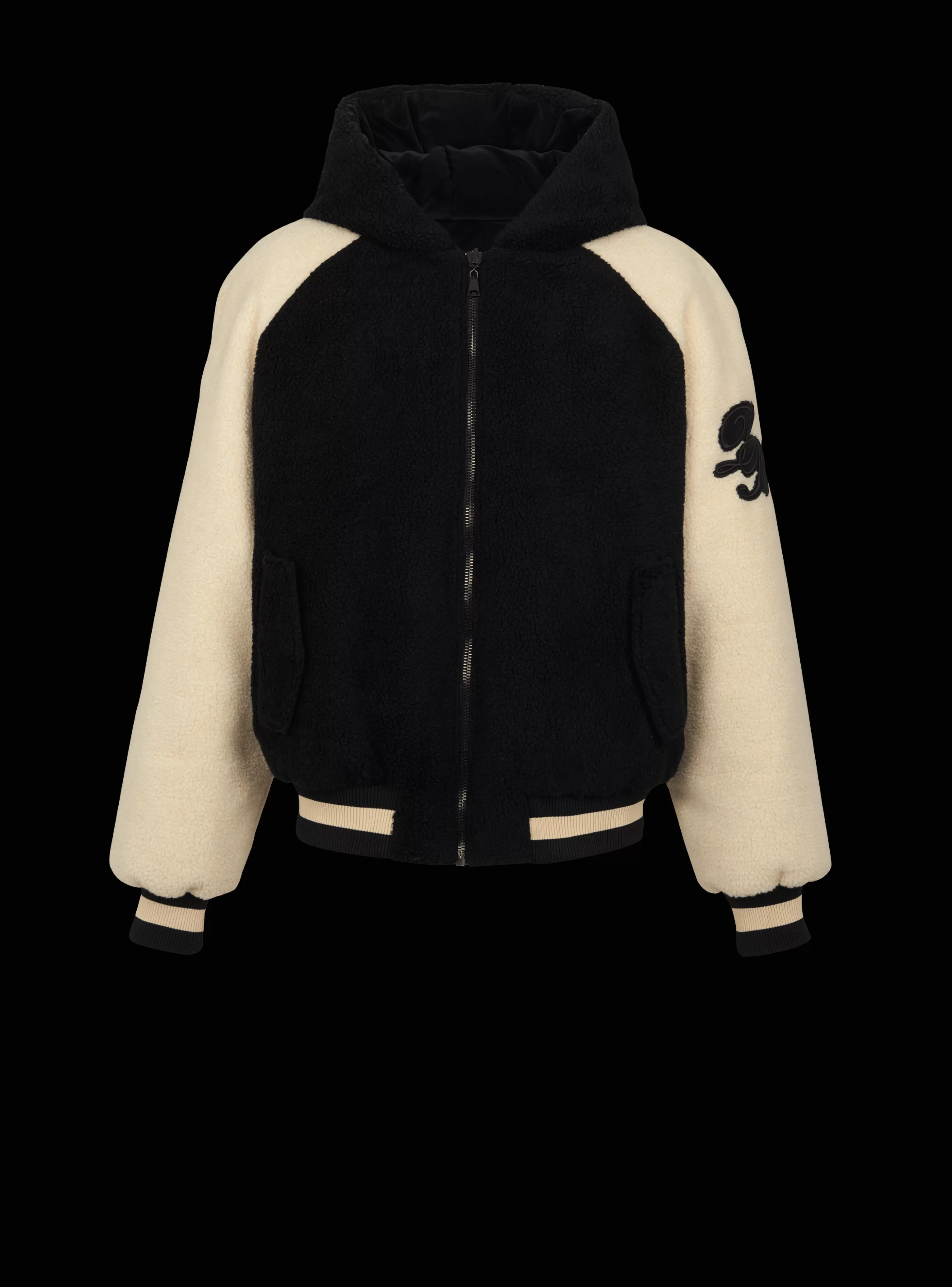 Balmain Capispalla-Reversible Varsity-style Puffer Jacket With Hood black