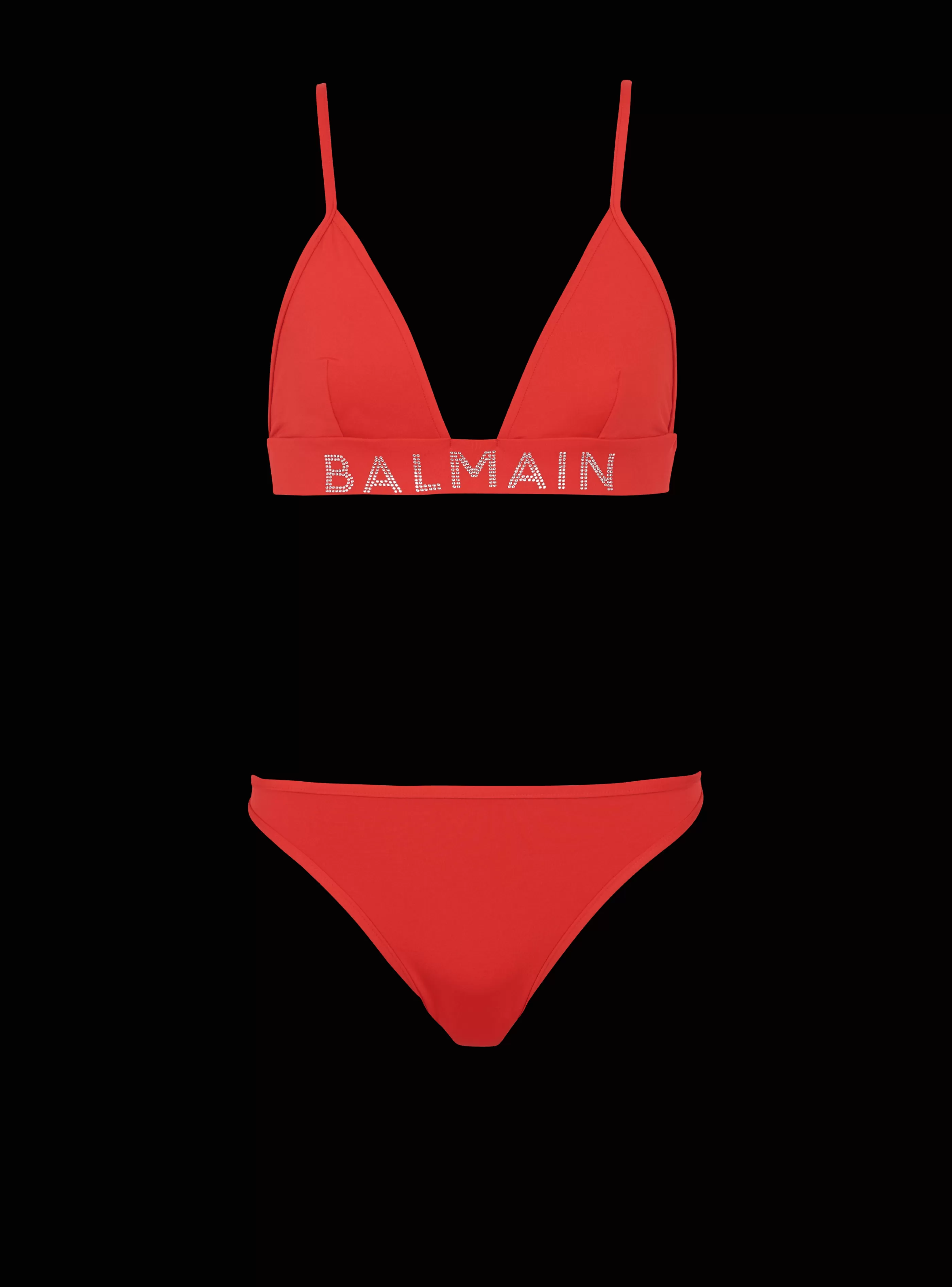 Balmain Costumi Da Bagno-Rhinestoned Triangle Bikini red